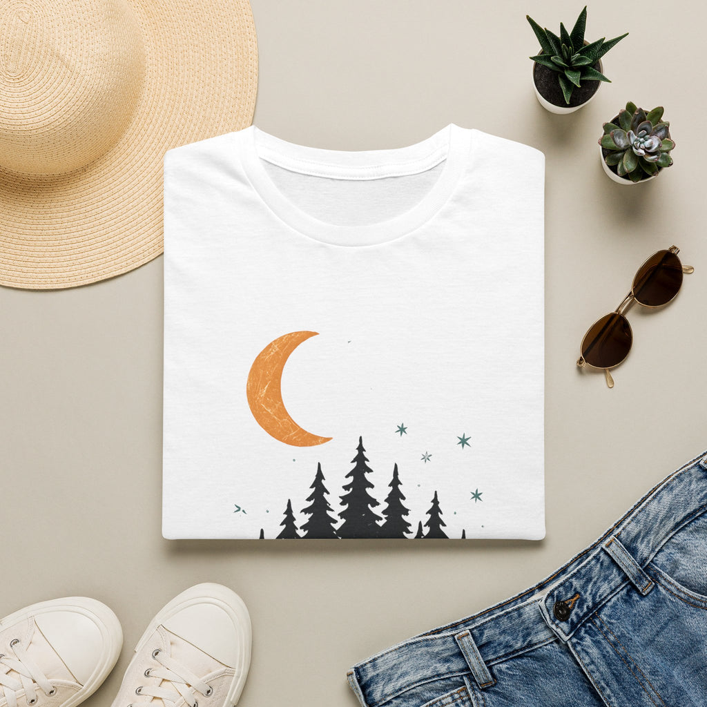 T-Shirt: Retro Camper Night Moon Tee — Forest Van Camping Graphic