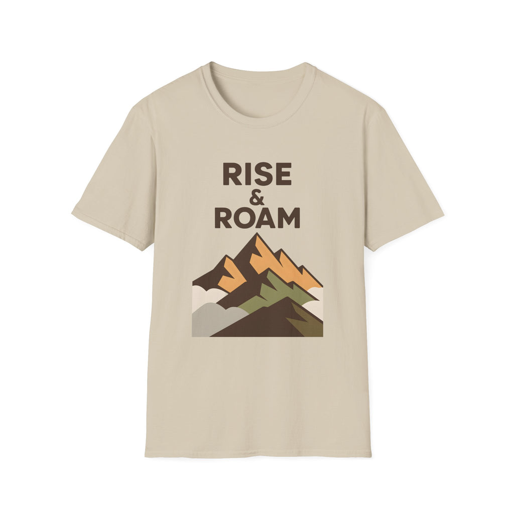 Rise & Roam Mountain T-Shirt — Adventure Graphic Tee for Hikers & Travelers