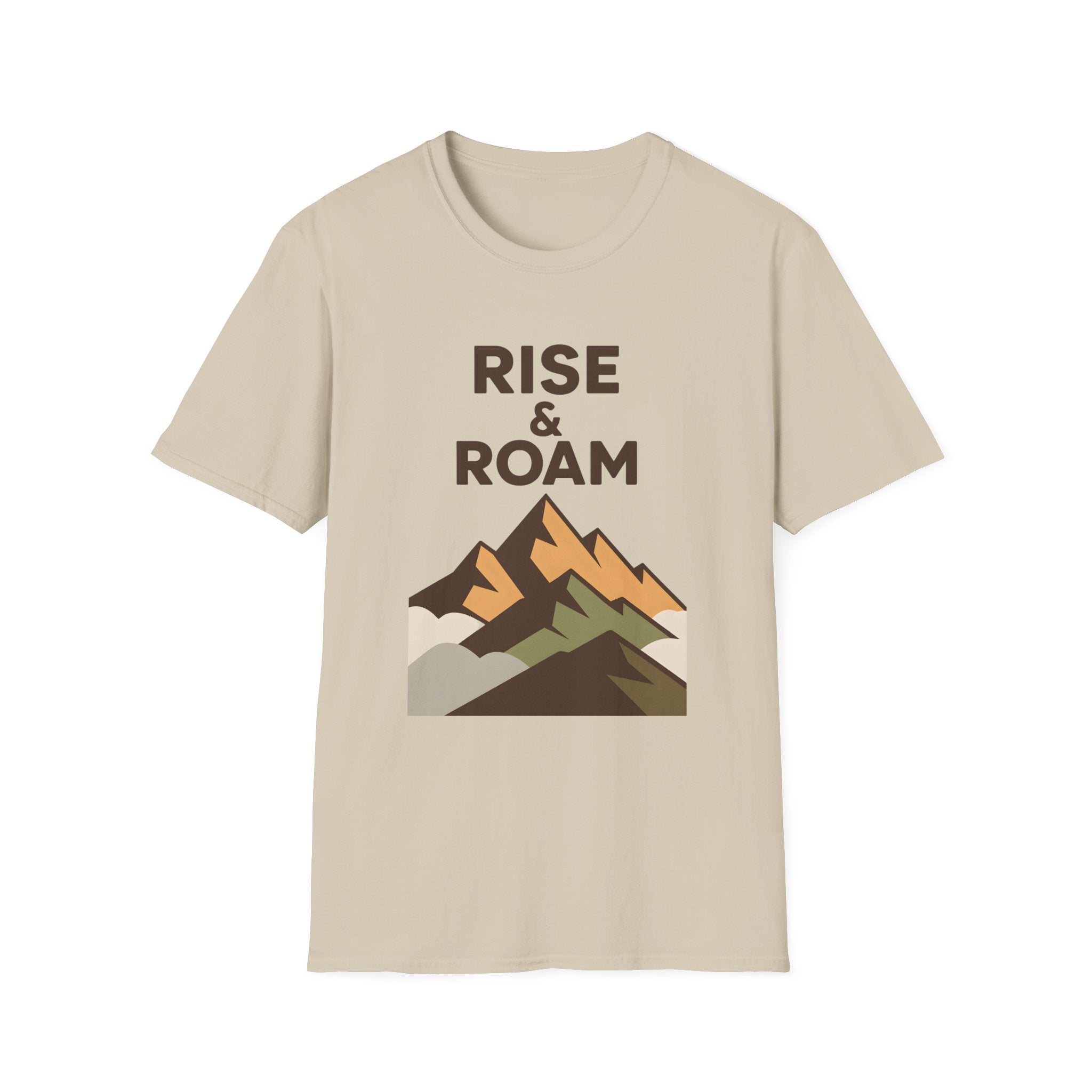 Rise & Roam Mountain T-Shirt — Adventure Graphic Tee for Hikers & Travelers
