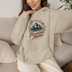 Mountain Mama Hoodie — Floral Mountain Graphic Pullover for Outdoor Moms