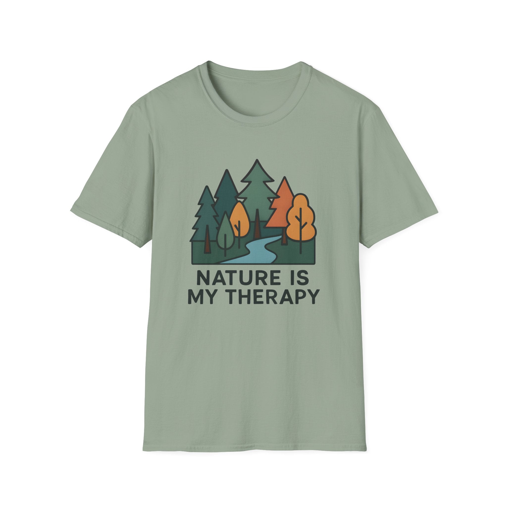 Nature Is My Therapy T-Shirt — Scenic Forest River Graphic Tee