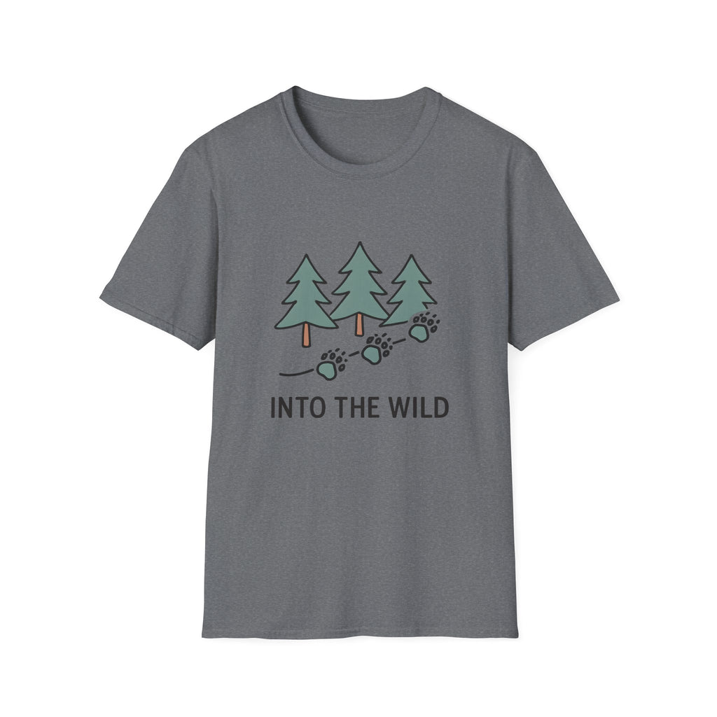 Into the Wild T-Shirt — Pine Trees & Paw Prints Outdoors Tee