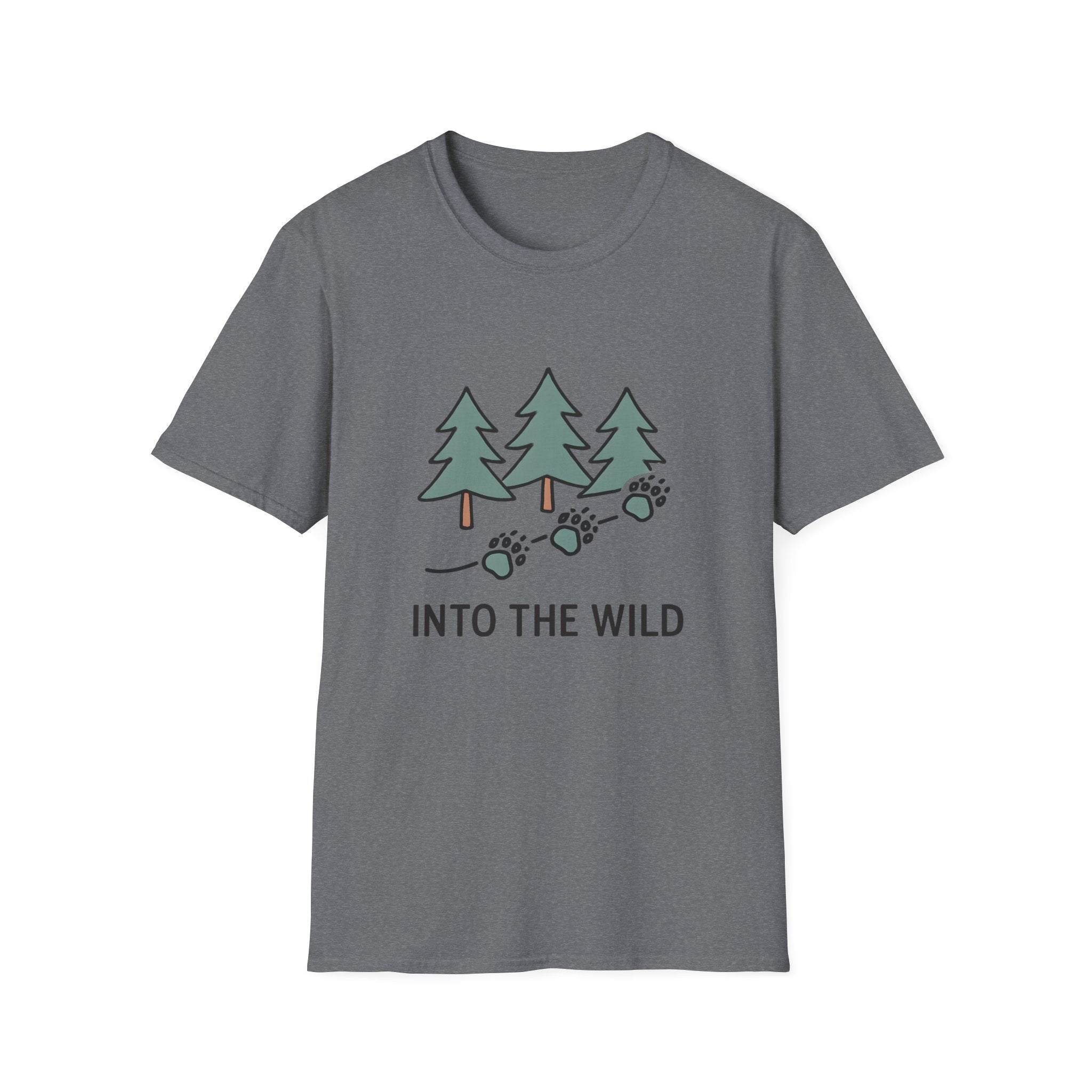 Into the Wild T-Shirt — Pine Trees & Paw Prints Outdoors Tee