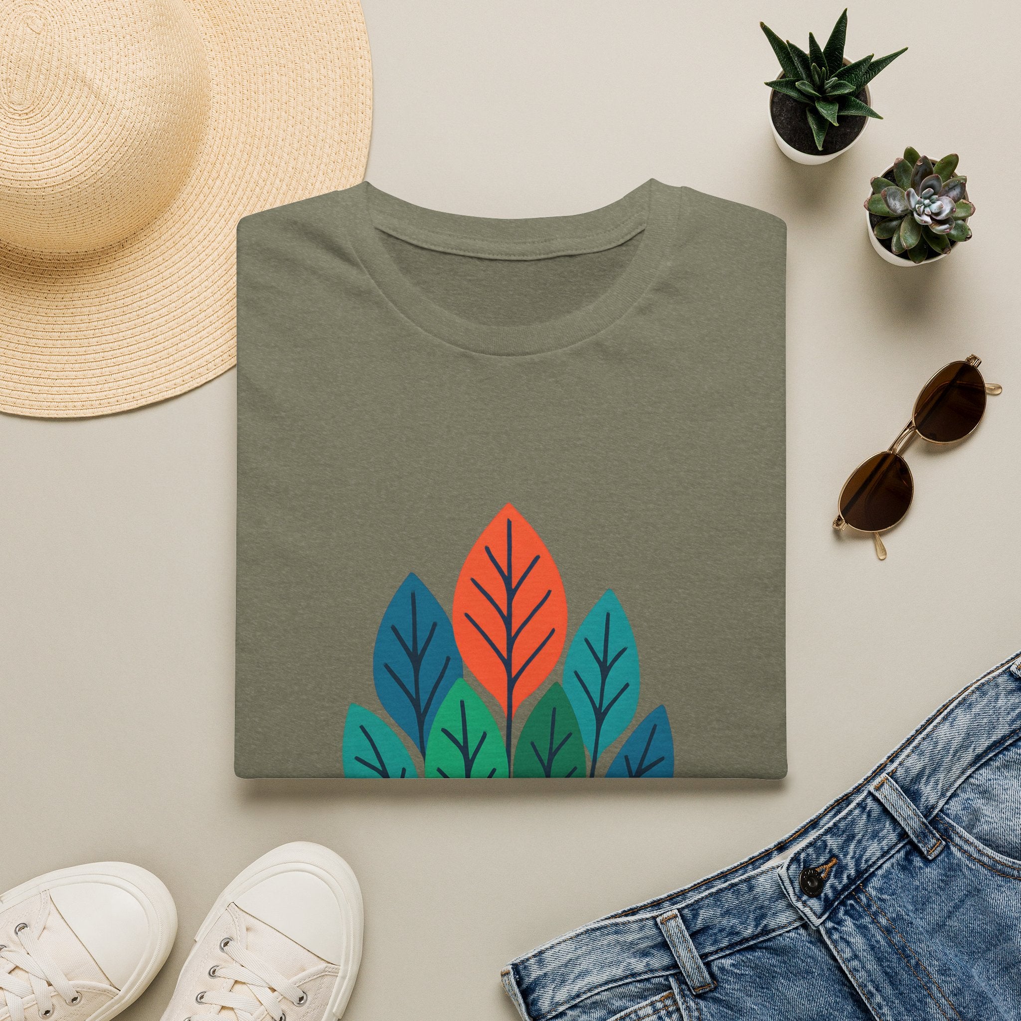 T-Shirt — Minimalist Colorful Leaf Forest Graphic