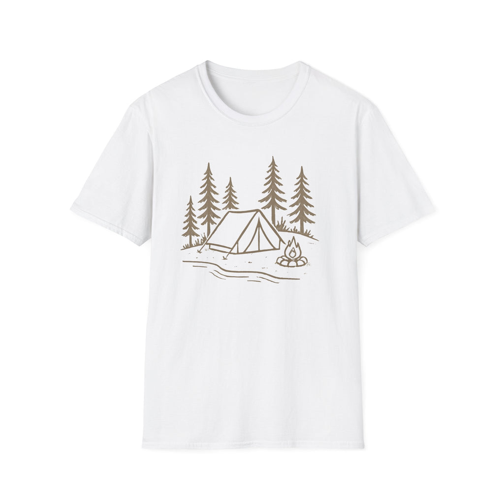 Camping Tent Graphic T-Shirt — Minimal Forest Campsite Tee