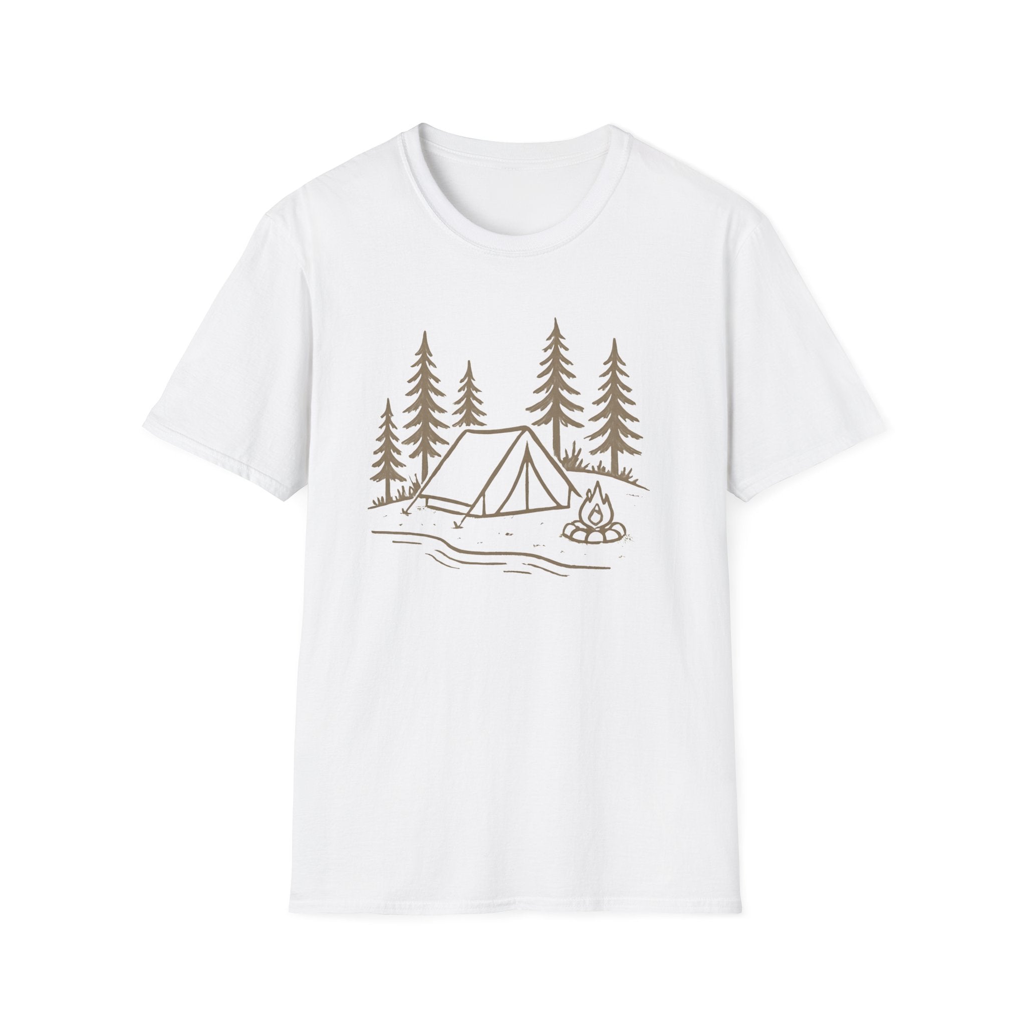 Camping Tent Graphic T-Shirt — Minimal Forest Campsite Tee