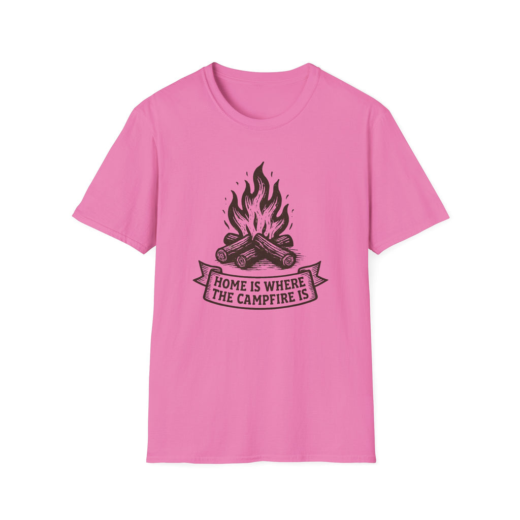 Campfire Graphic T-Shirt — "Home Is Where the Campfire Is" Outdoor Tee
