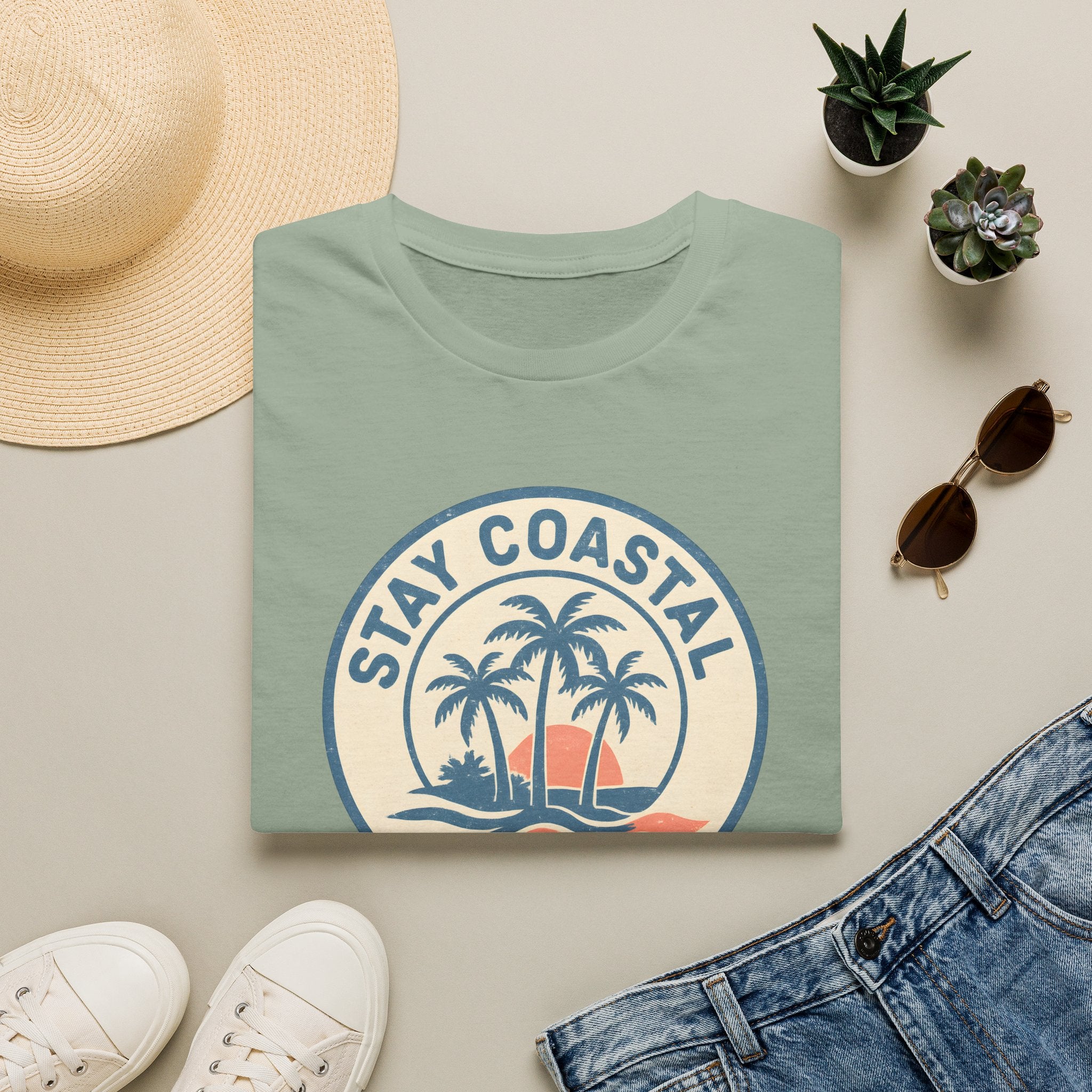 Stay Coastal T-Shirt — Vintage Palm Beach Sunset Tee