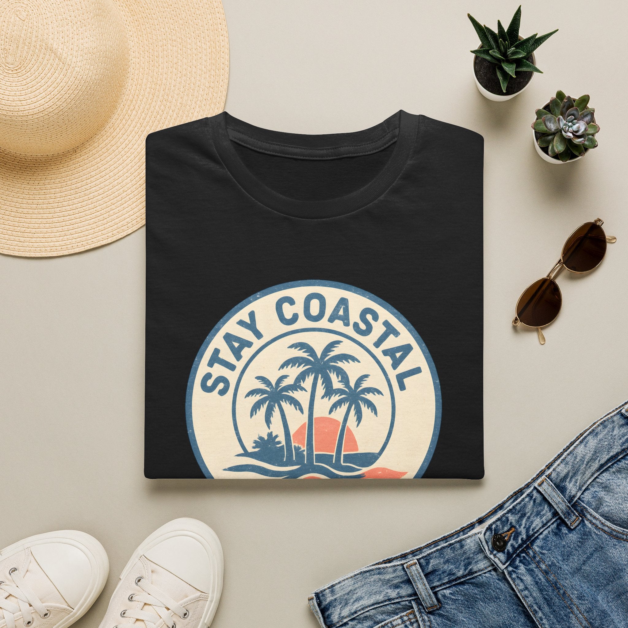 Stay Coastal T-Shirt — Vintage Palm Beach Sunset Tee