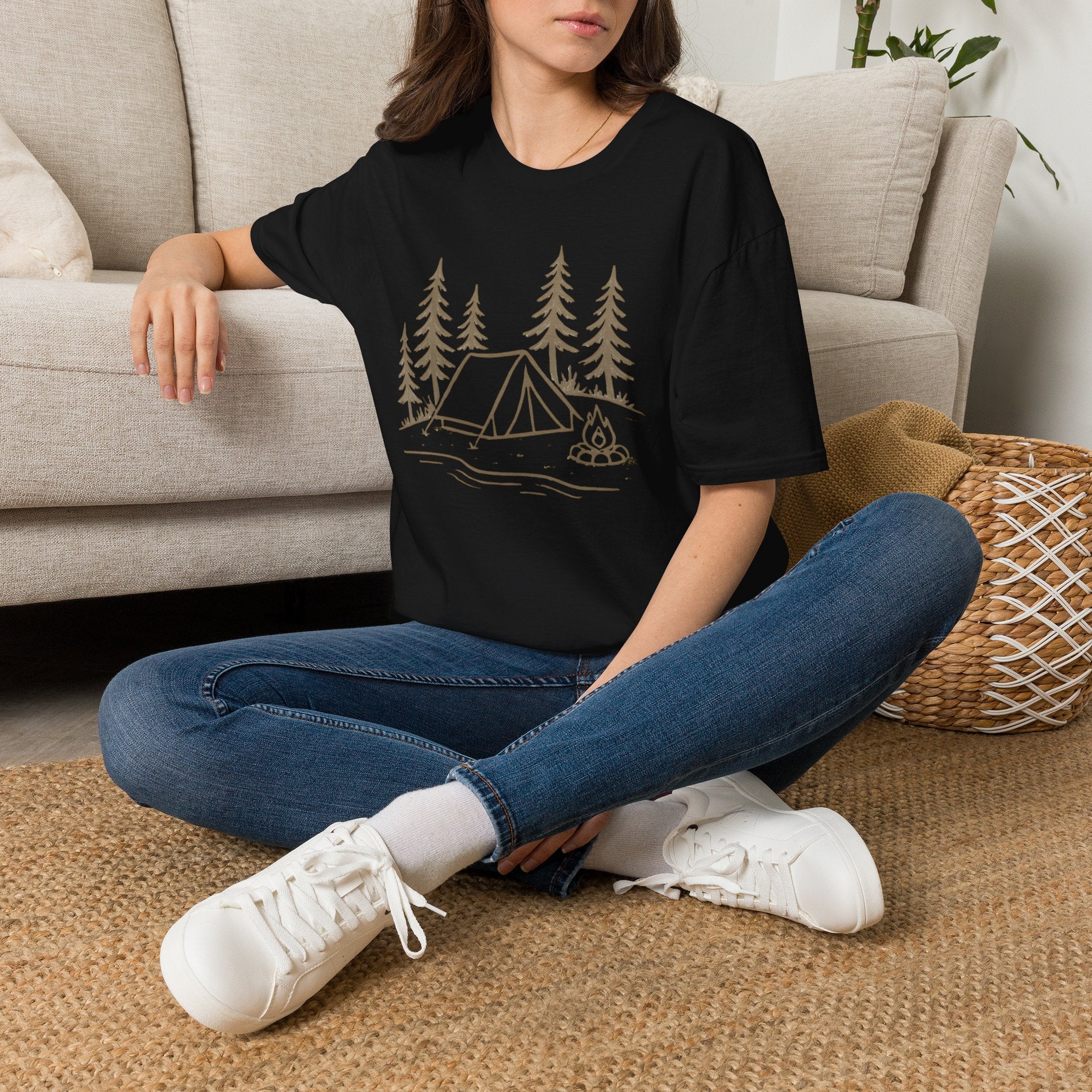 Camping Tent Graphic T-Shirt — Minimal Forest Campsite Tee