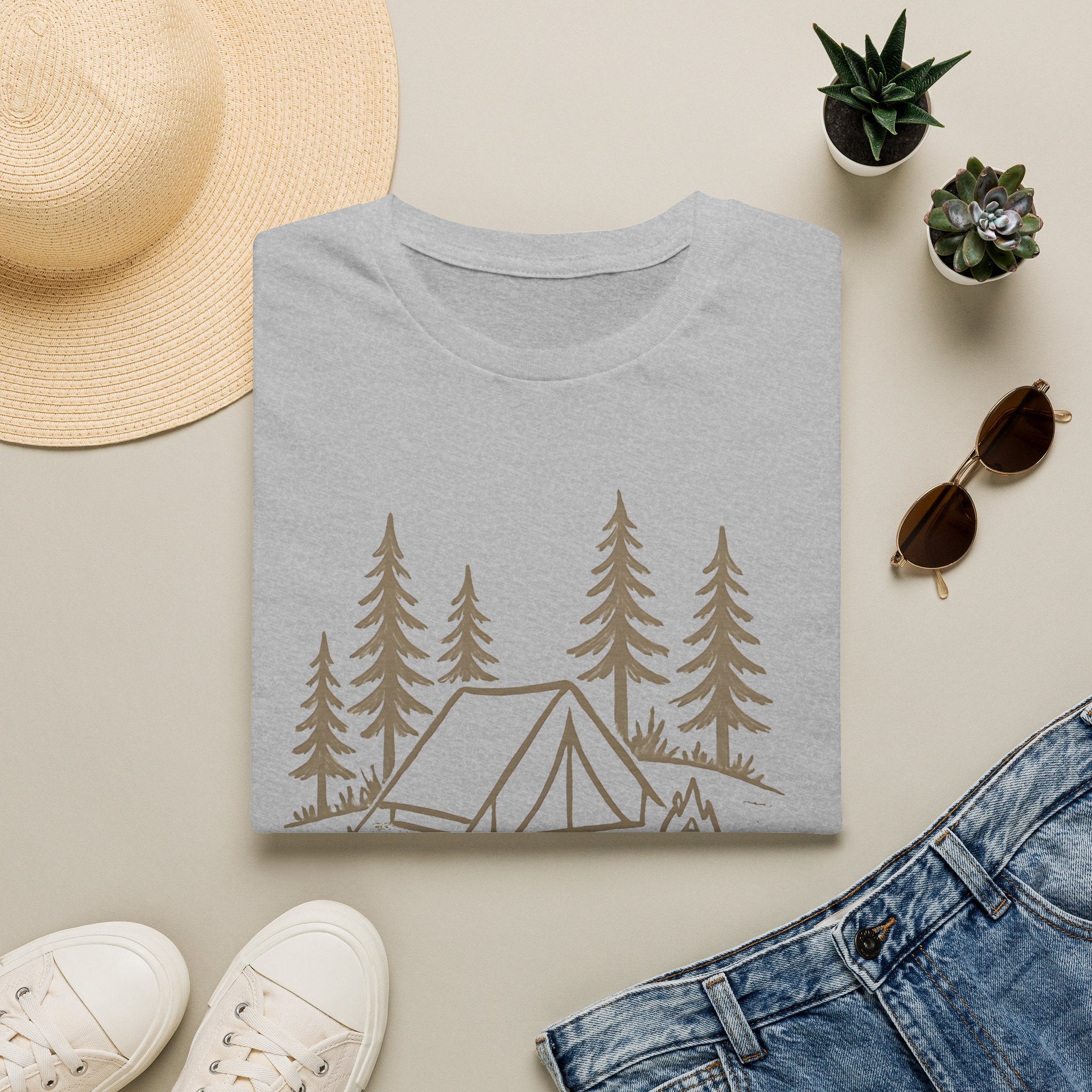 Camping Tent Graphic T-Shirt — Minimal Forest Campsite Tee