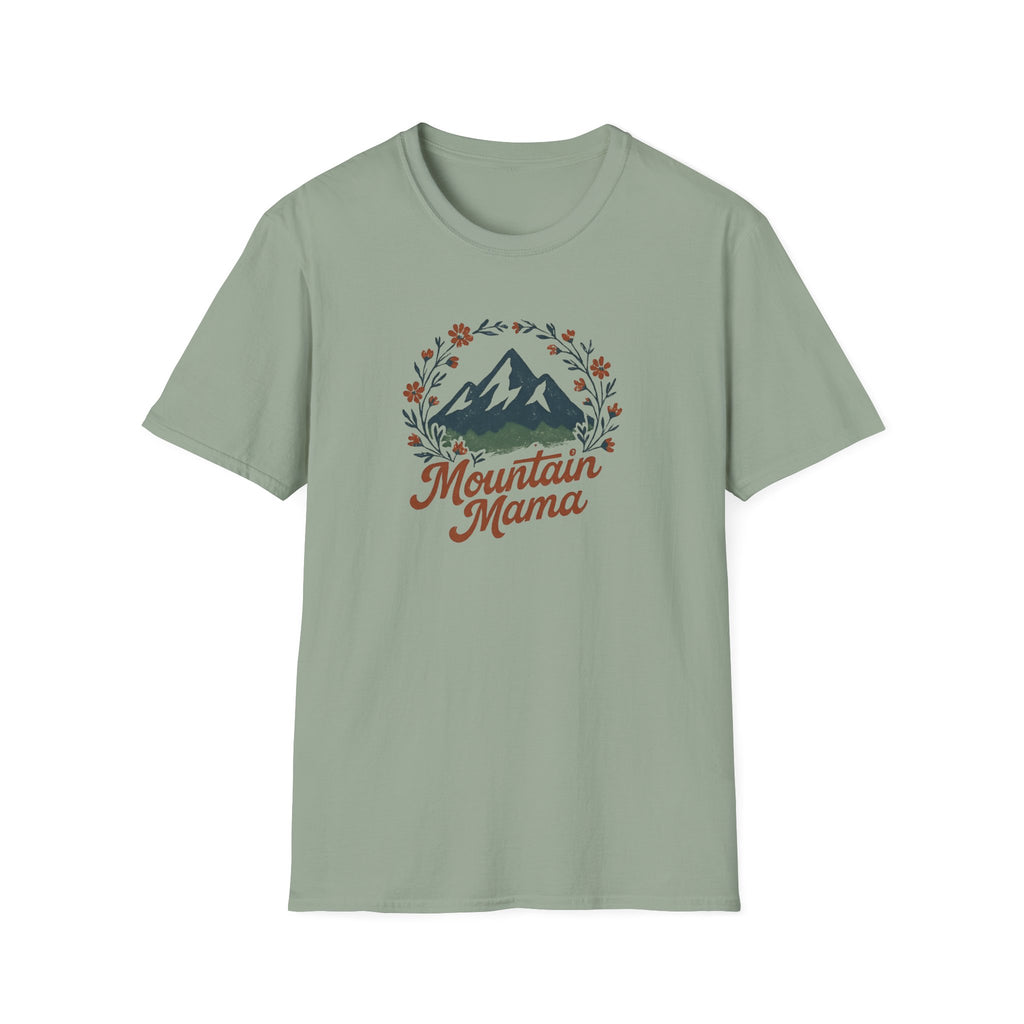 Mountain Mama T-Shirt — Floral Mountain Graphic Tee for Outdoor Moms