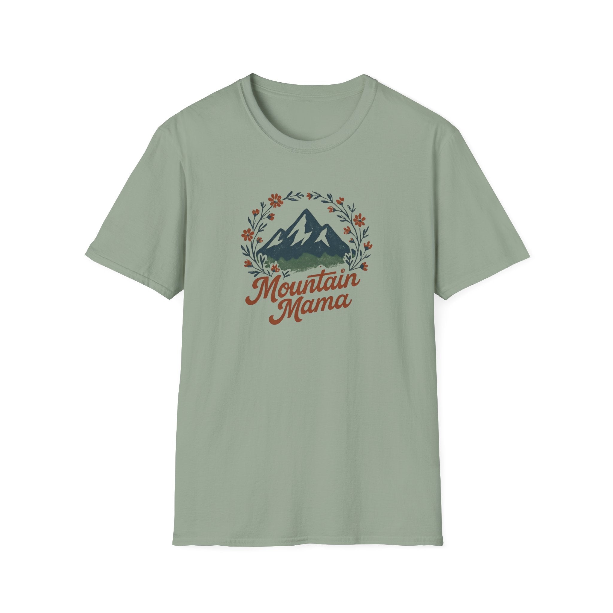 Mountain Mama T-Shirt — Floral Mountain Graphic Tee for Outdoor Moms
