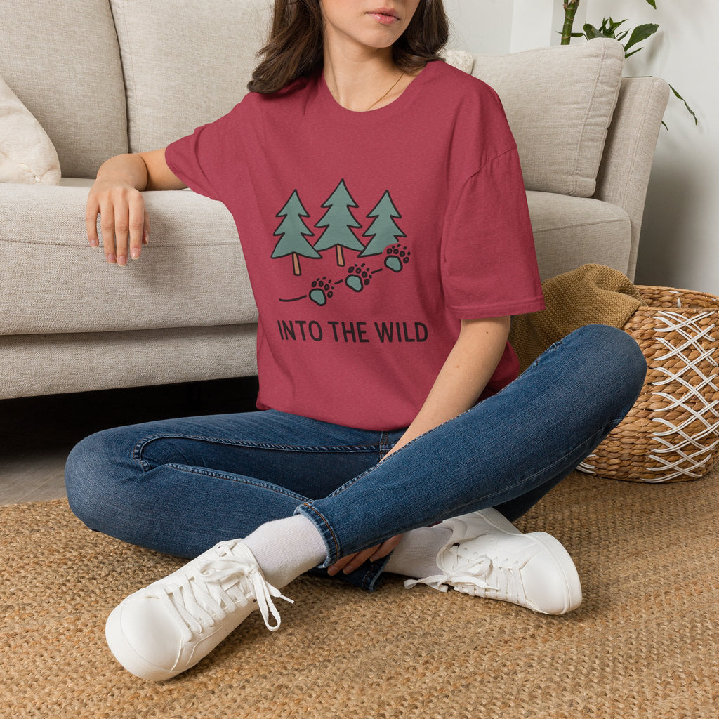 Into the Wild T-Shirt — Pine Trees & Paw Prints Outdoors Tee