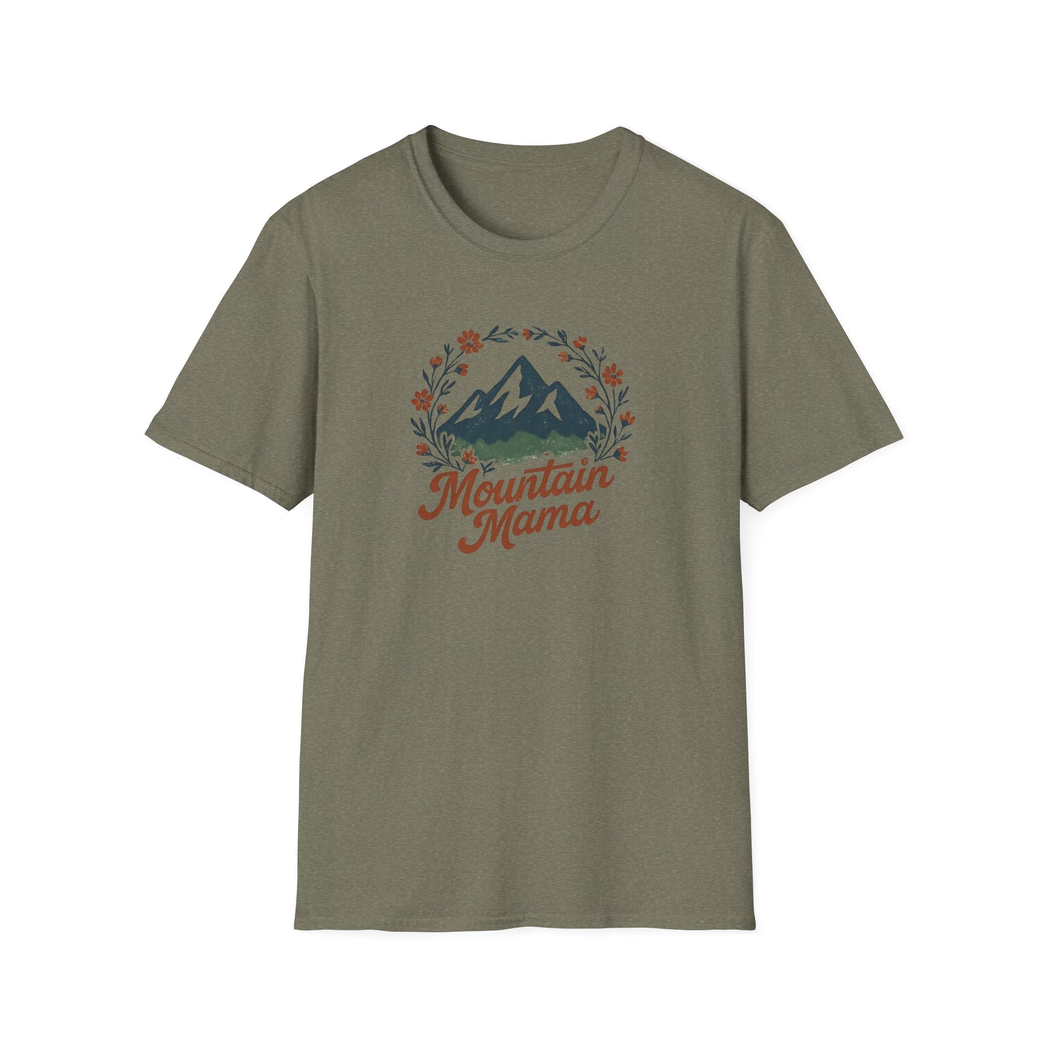 Mountain Mama T-Shirt — Floral Mountain Graphic Tee for Outdoor Moms