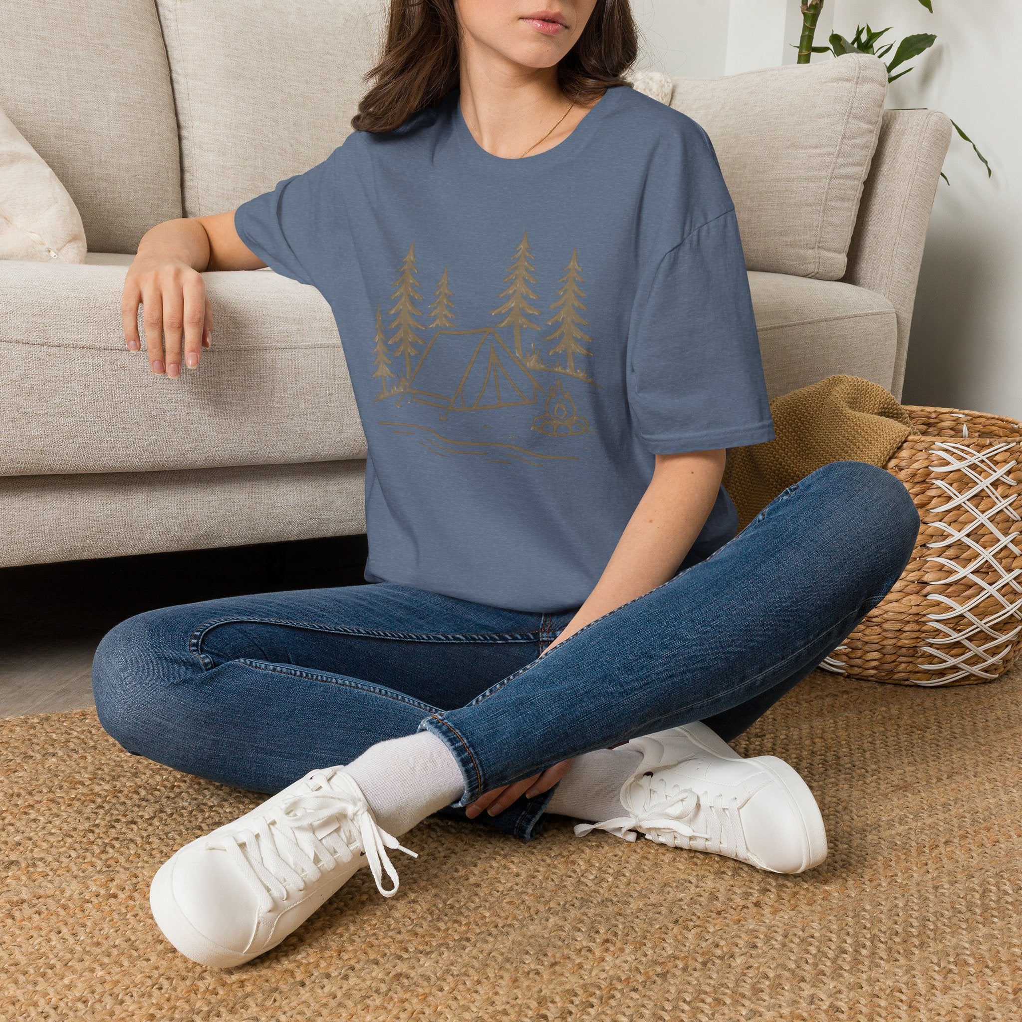Camping Tent Graphic T-Shirt — Minimal Forest Campsite Tee