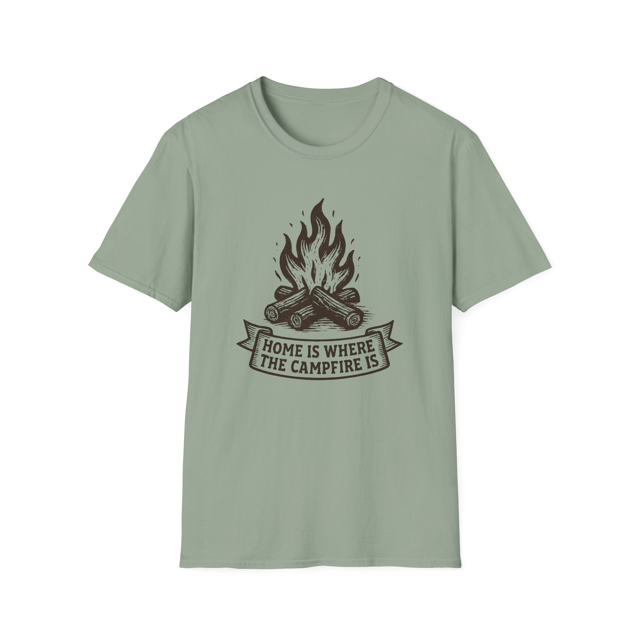 Campfire Graphic T-Shirt — "Home Is Where the Campfire Is" Outdoor Tee
