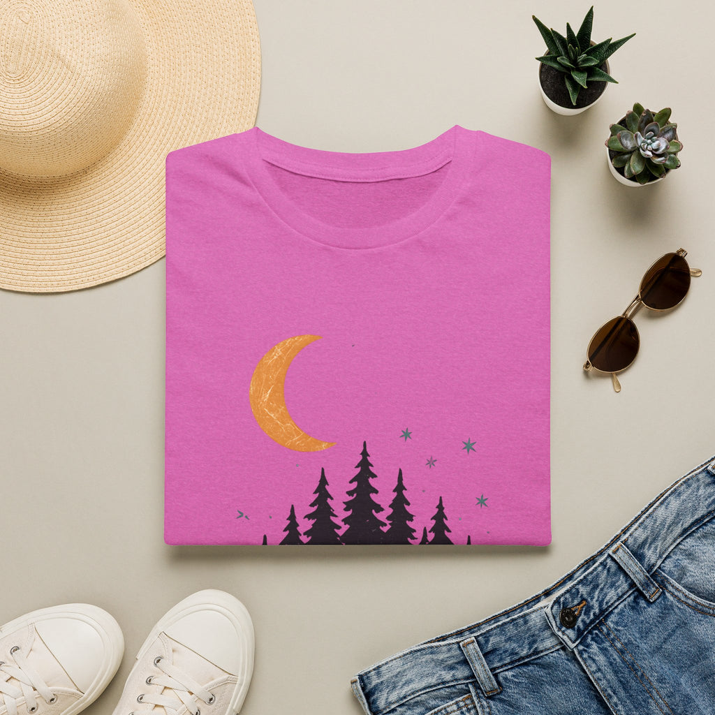 T-Shirt: Retro Camper Night Moon Tee — Forest Van Camping Graphic