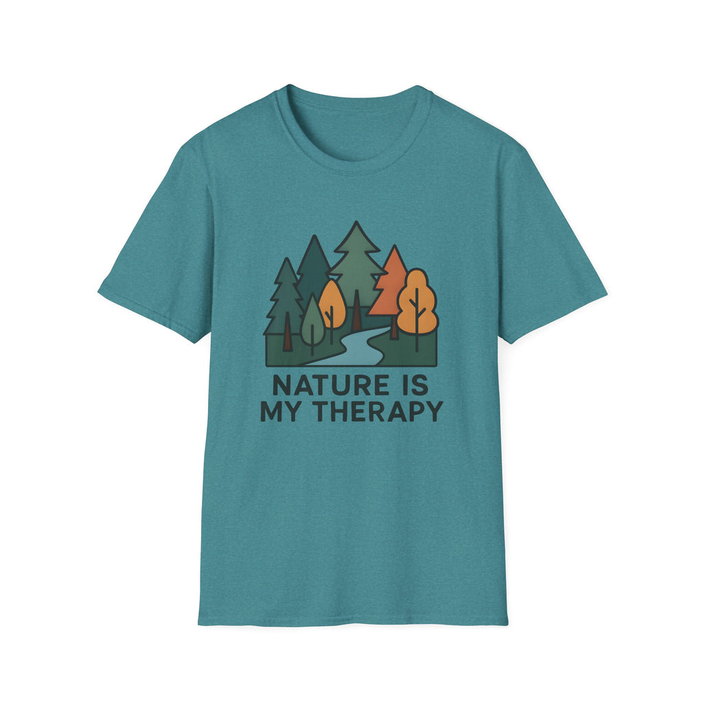Nature Is My Therapy T-Shirt — Scenic Forest River Graphic Tee