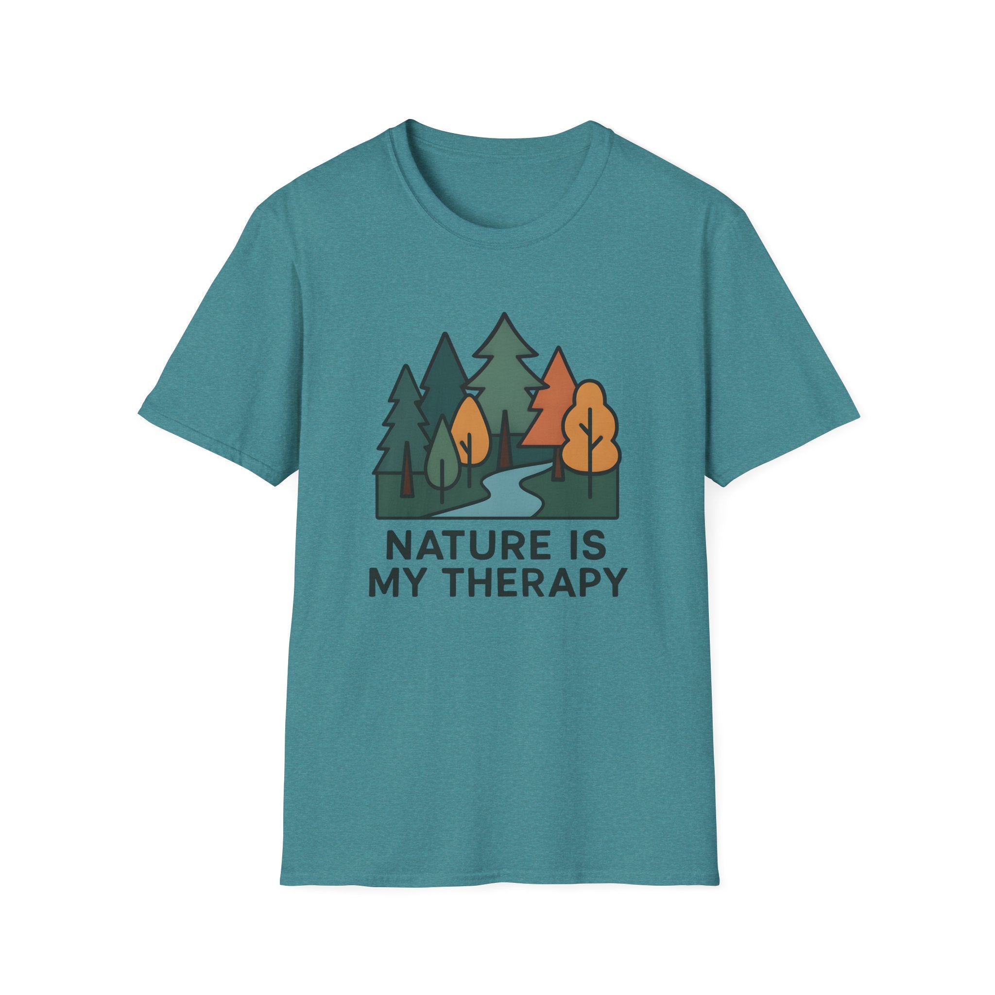 Nature Is My Therapy T-Shirt — Scenic Forest River Graphic Tee