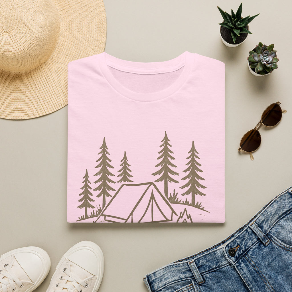 Camping Tent Graphic T-Shirt — Minimal Forest Campsite Tee