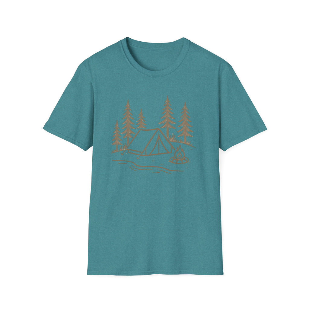Camping Tent Graphic T-Shirt — Minimal Forest Campsite Tee
