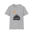 T-Shirt: Retro Camper Night Moon Tee — Forest Van Camping Graphic