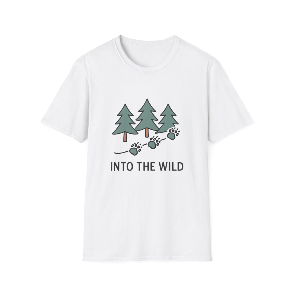Into the Wild T-Shirt — Pine Trees & Paw Prints Outdoors Tee