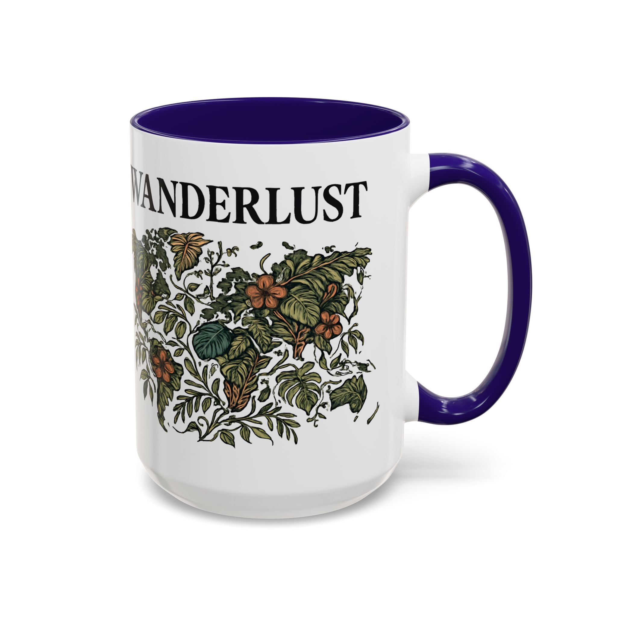 Wanderlust Floral Travel Mug — 11oz/15oz Ceramic Coffee Cup