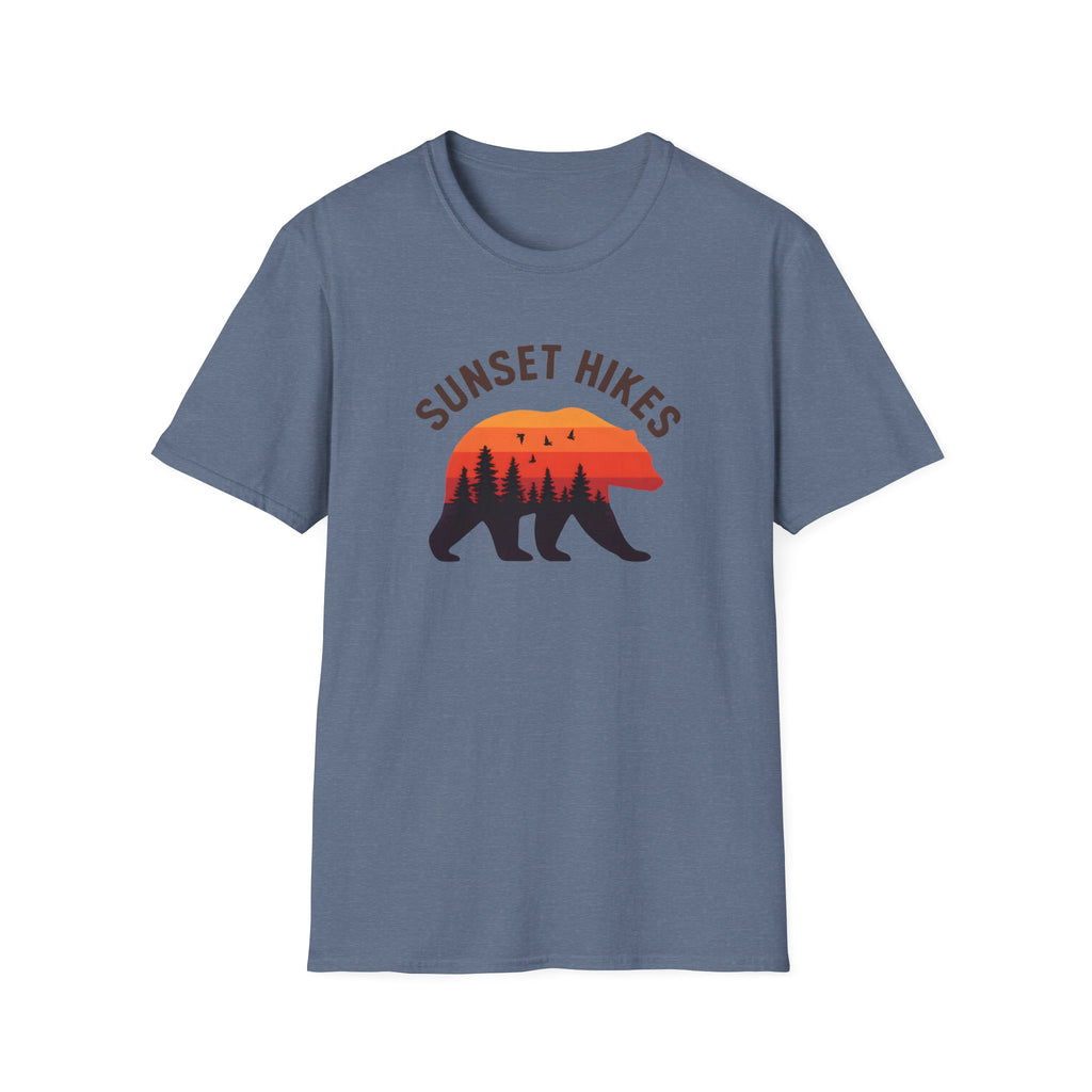 Sunset Hikes T-Shirt — Bear Silhouette Mountain Sunset Tee