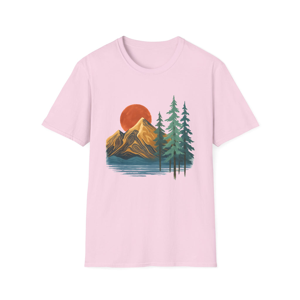 Mountain Sunset T-Shirt — Vintage Pine Forest Graphic