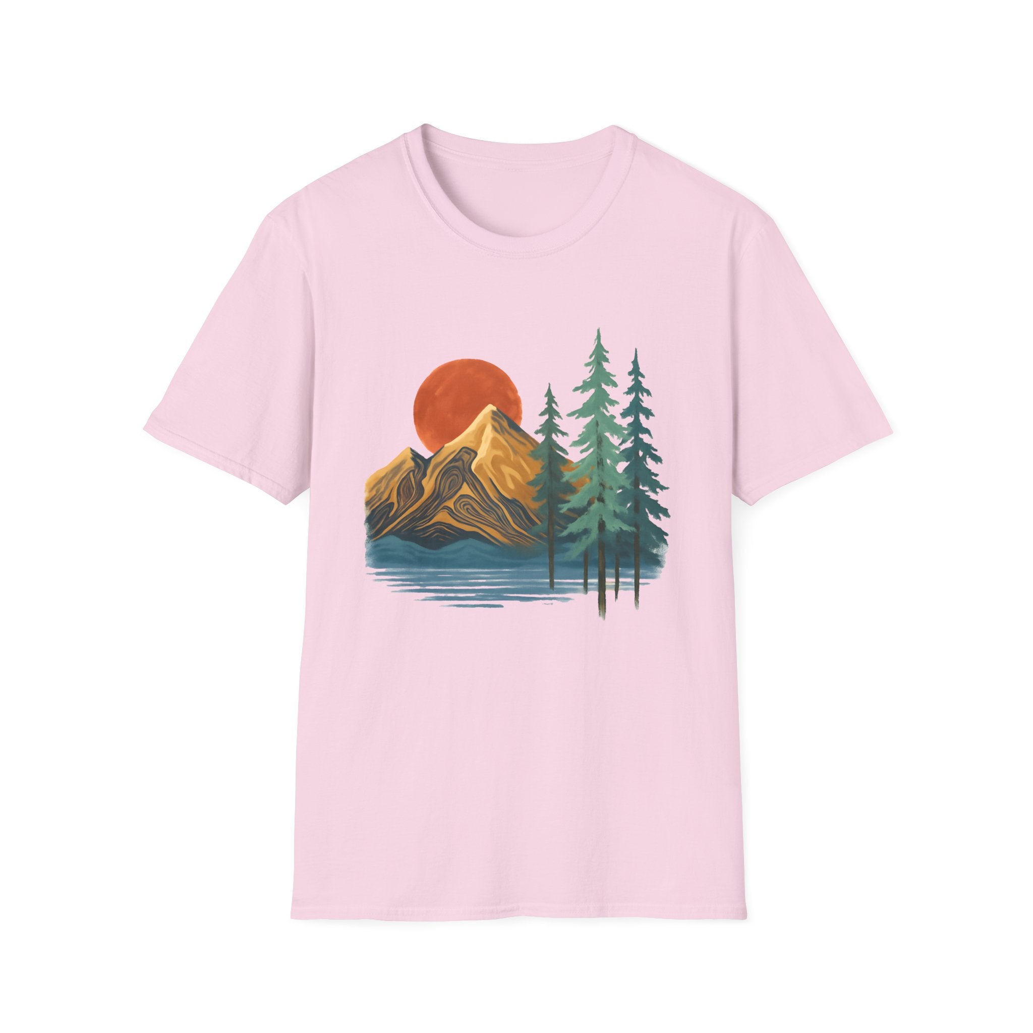 Mountain Sunset T-Shirt — Vintage Pine Forest Graphic