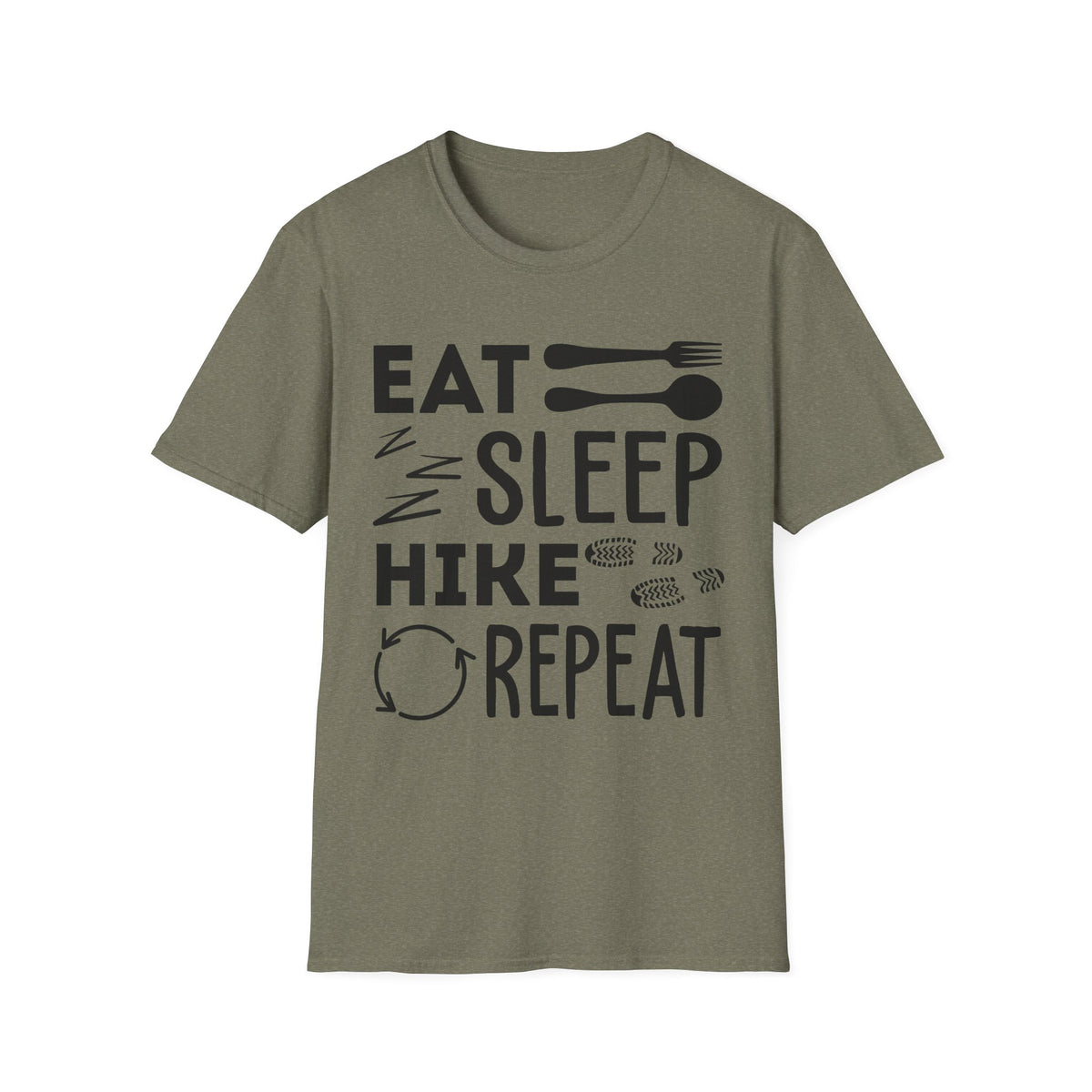 Eat Sleep Hike Repeat T‑Shirt — Outdoor Hiking Graphic Tee