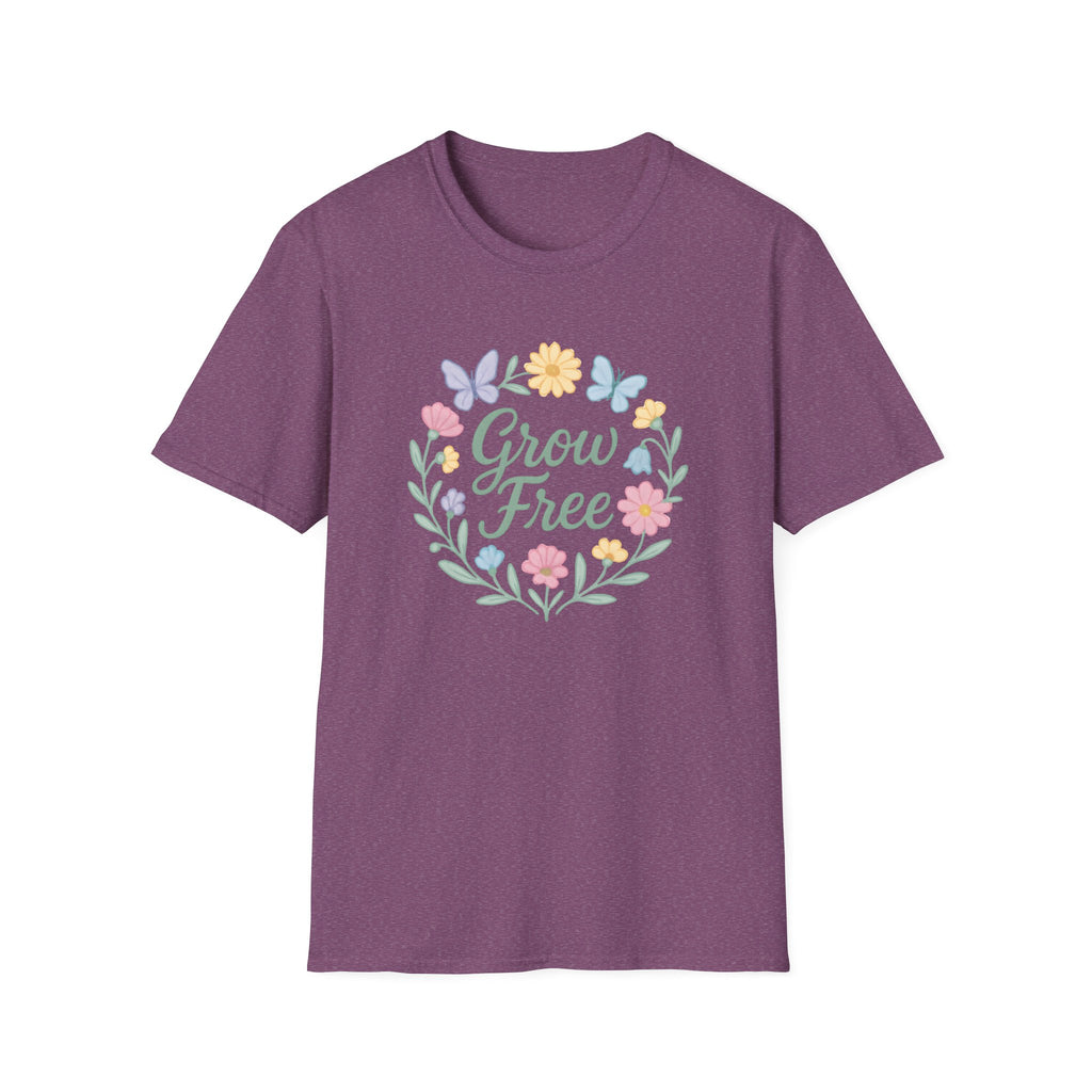 Grow Free Floral T-Shirt — Pastel Garden Butterfly Tee