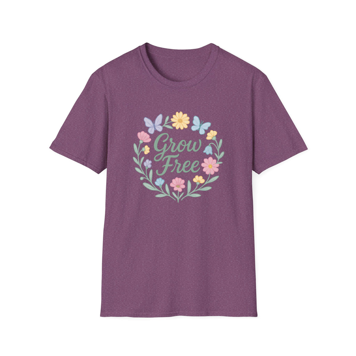 Grow Free Floral T-Shirt — Pastel Garden Butterfly Tee