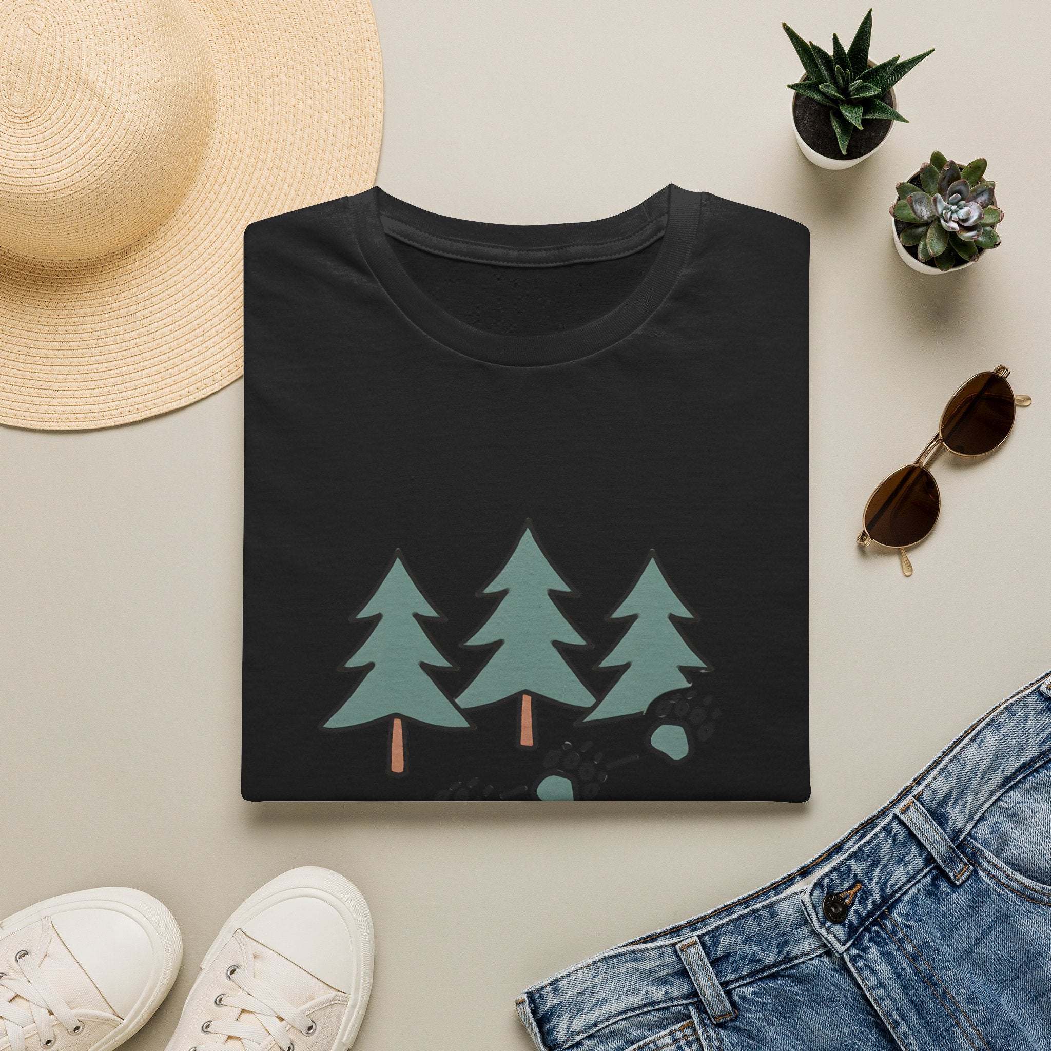 Into the Wild T-Shirt — Pine Trees & Paw Prints Outdoors Tee