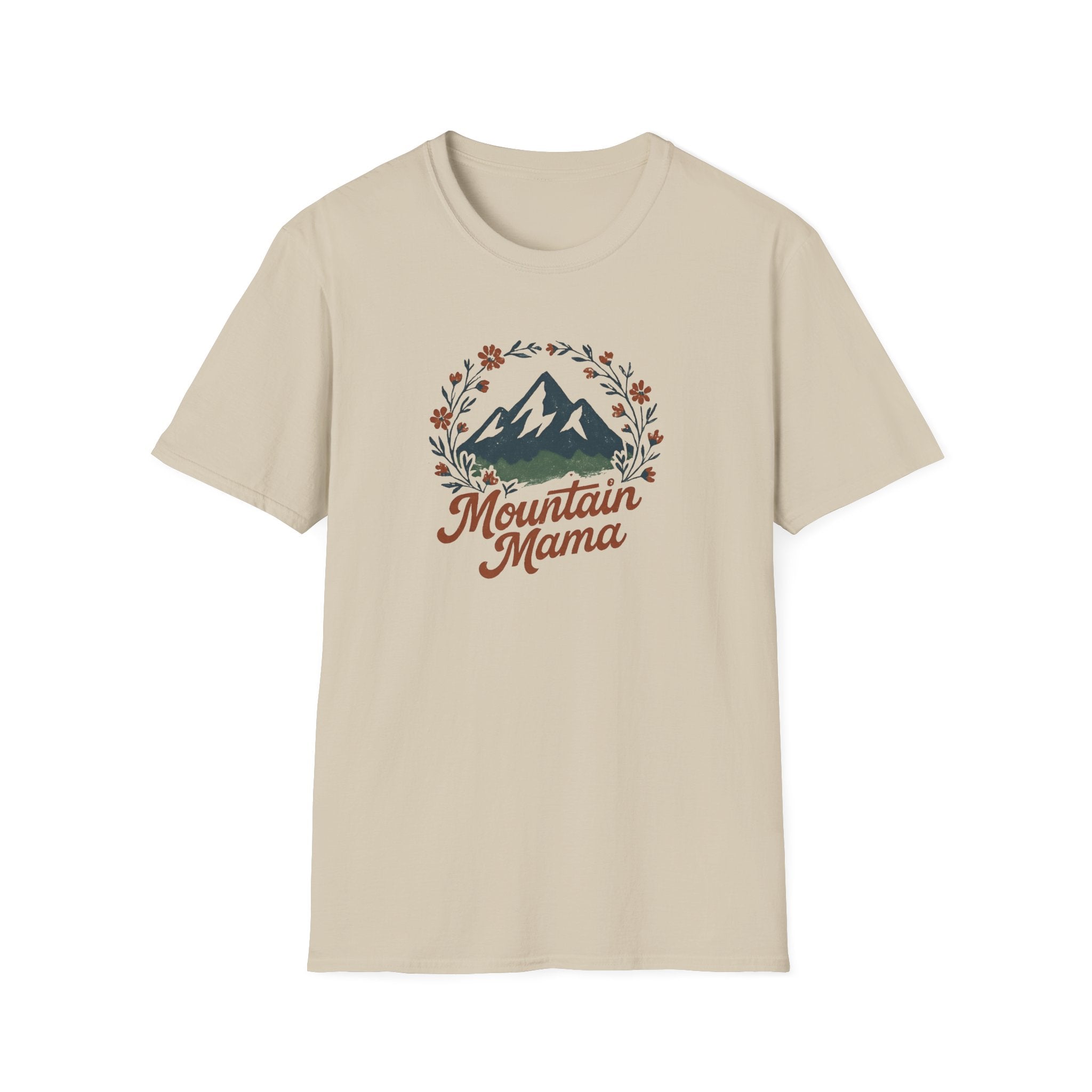 Mountain Mama T-Shirt — Floral Mountain Graphic Tee for Outdoor Moms