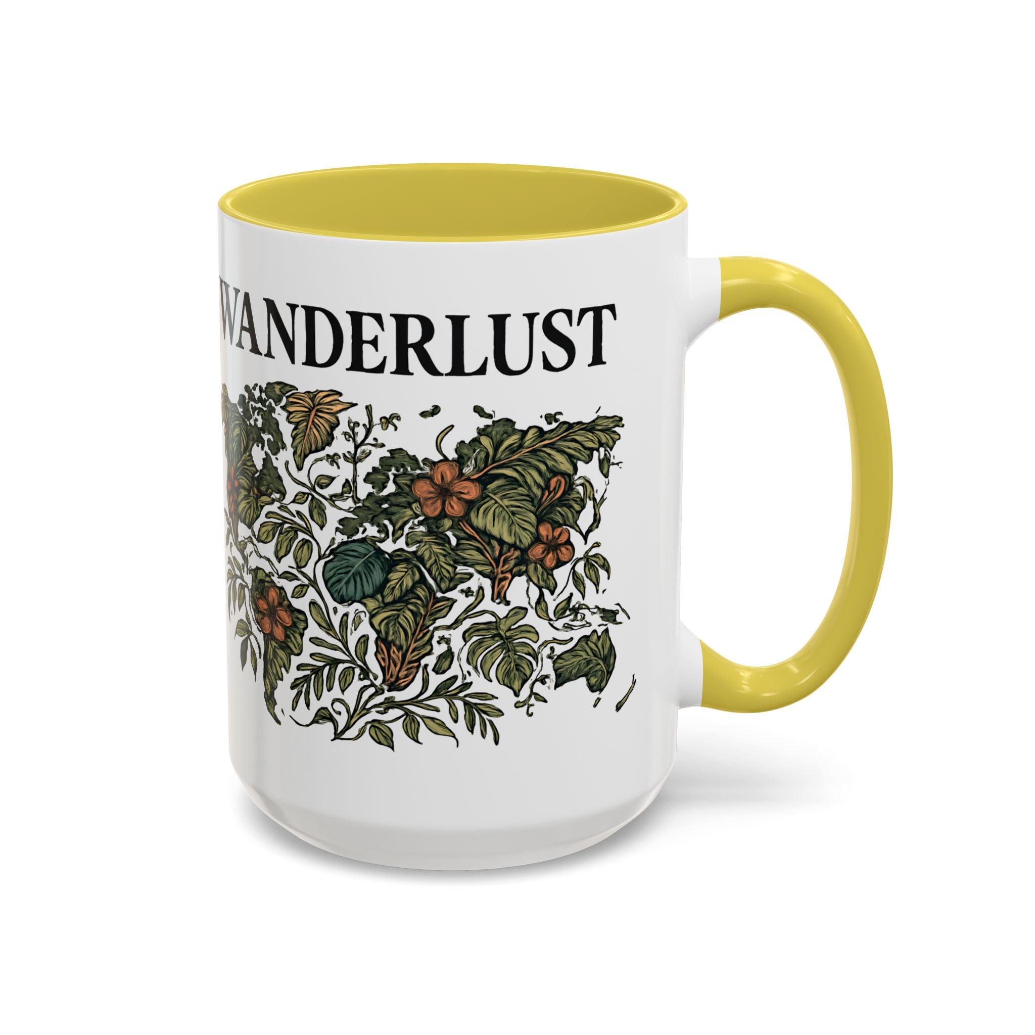 Wanderlust Floral Travel Mug — 11oz/15oz Ceramic Coffee Cup
