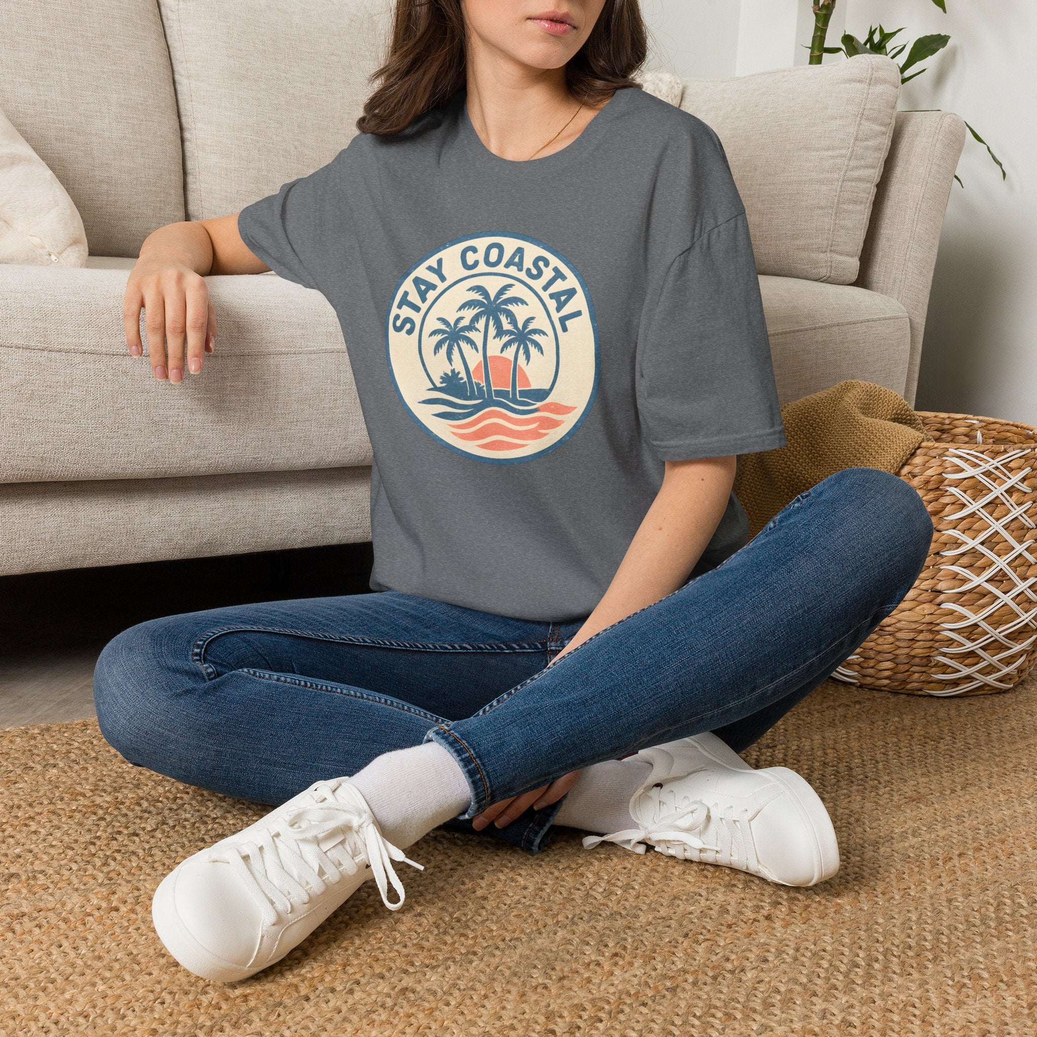 Stay Coastal T-Shirt — Vintage Palm Beach Sunset Tee
