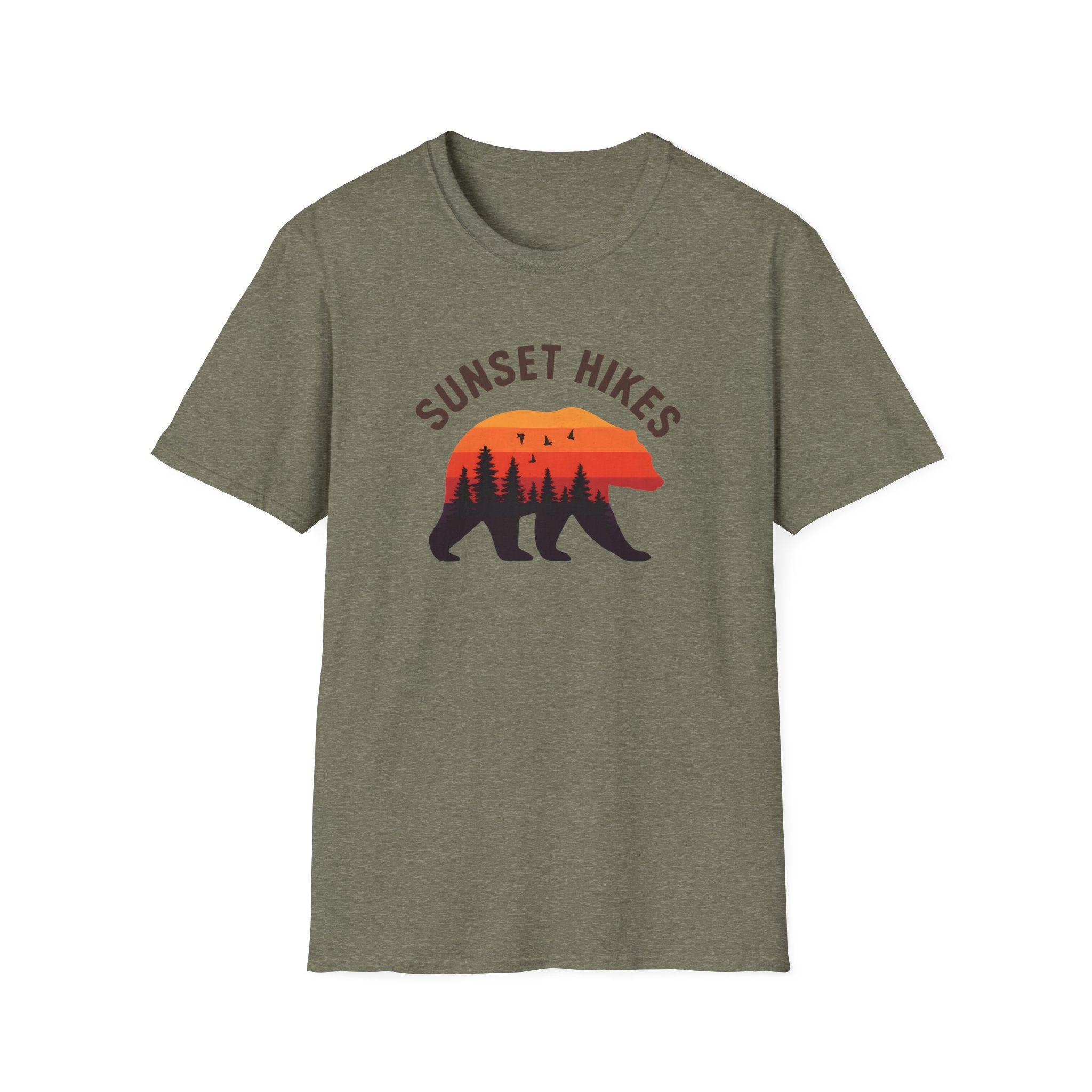 Sunset Hikes T-Shirt — Bear Silhouette Mountain Sunset Tee