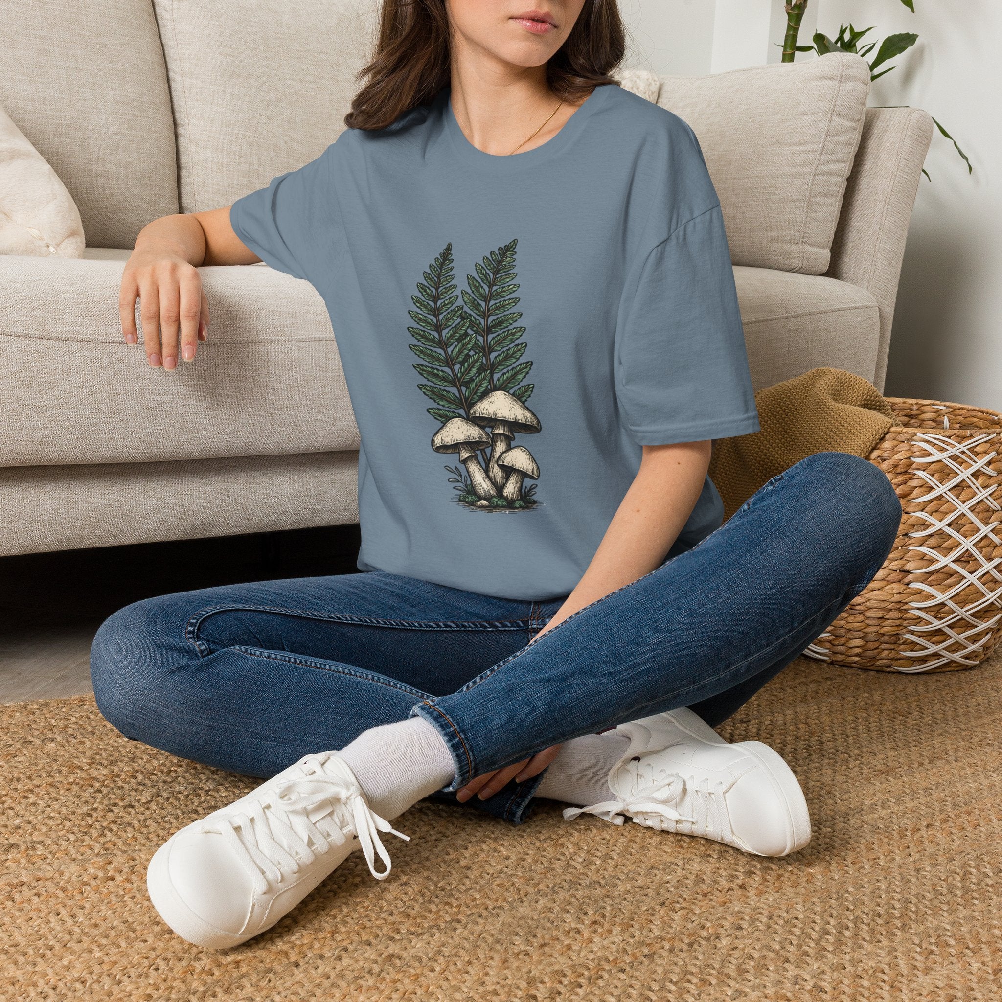 Fern & Mushroom Botanical Tee — Nature-Inspired Graphic T-Shirt