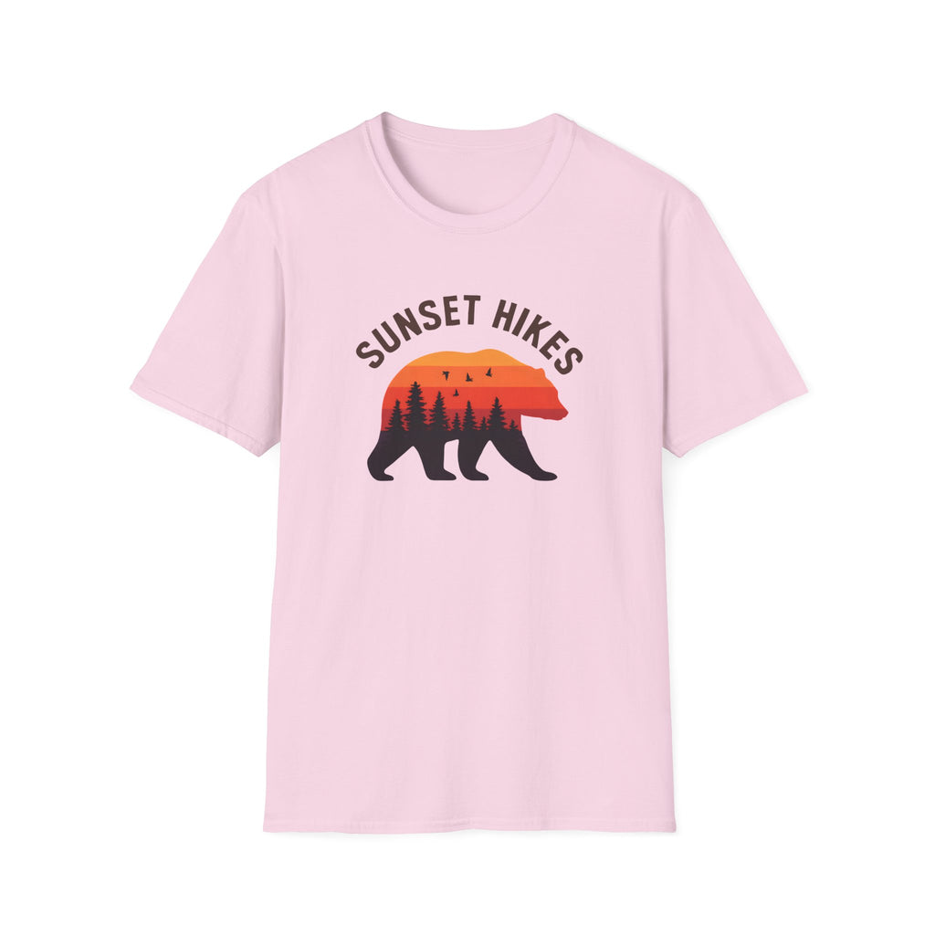 Sunset Hikes T-Shirt — Bear Silhouette Mountain Sunset Tee