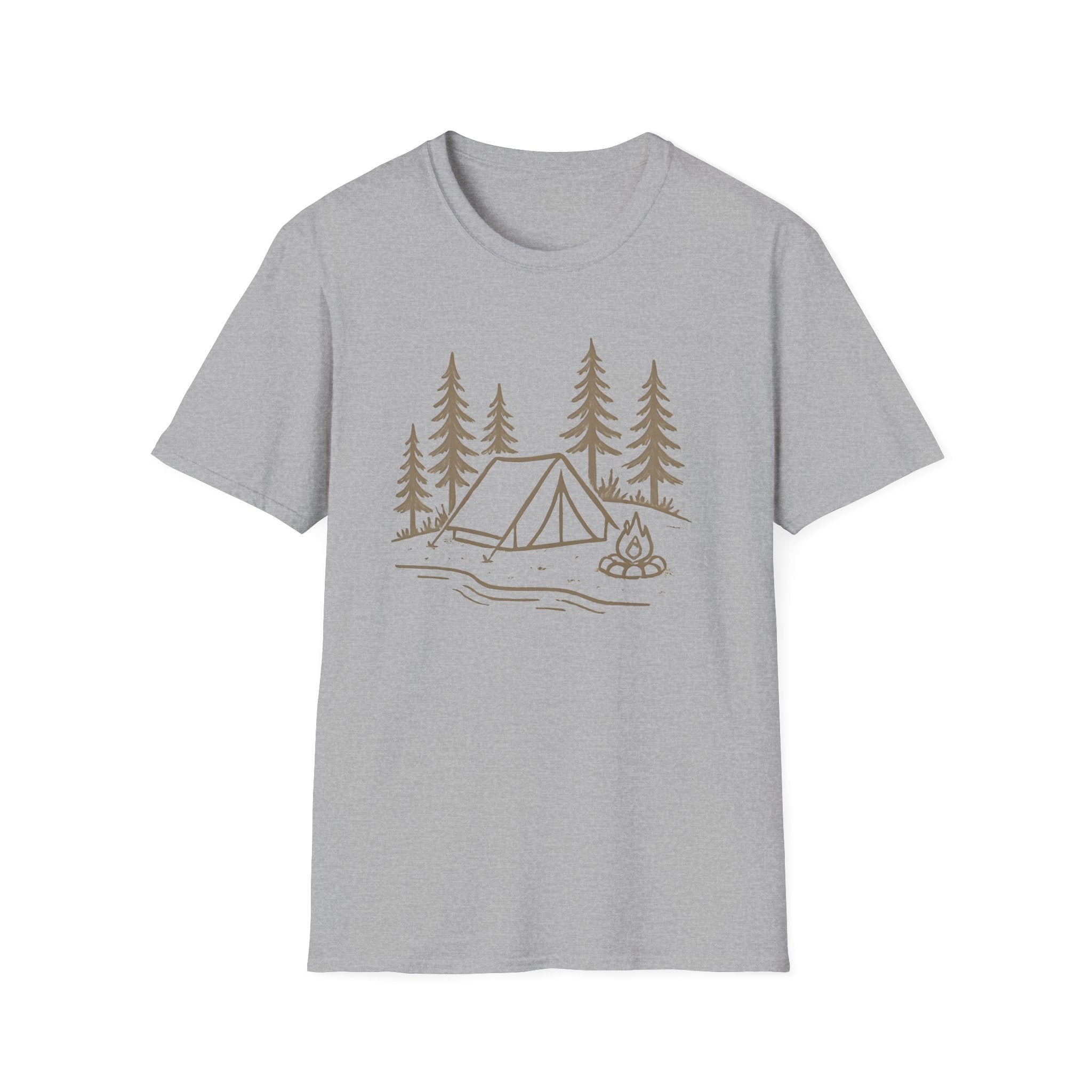 Camping Tent Graphic T-Shirt — Minimal Forest Campsite Tee