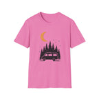 T-Shirt: Retro Camper Night Moon Tee — Forest Van Camping Graphic