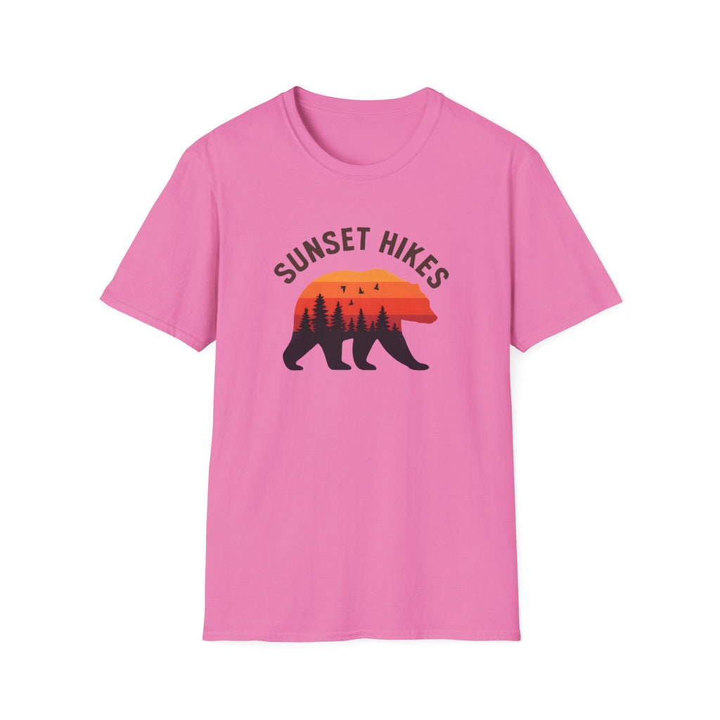 Sunset Hikes T-Shirt — Bear Silhouette Mountain Sunset Tee
