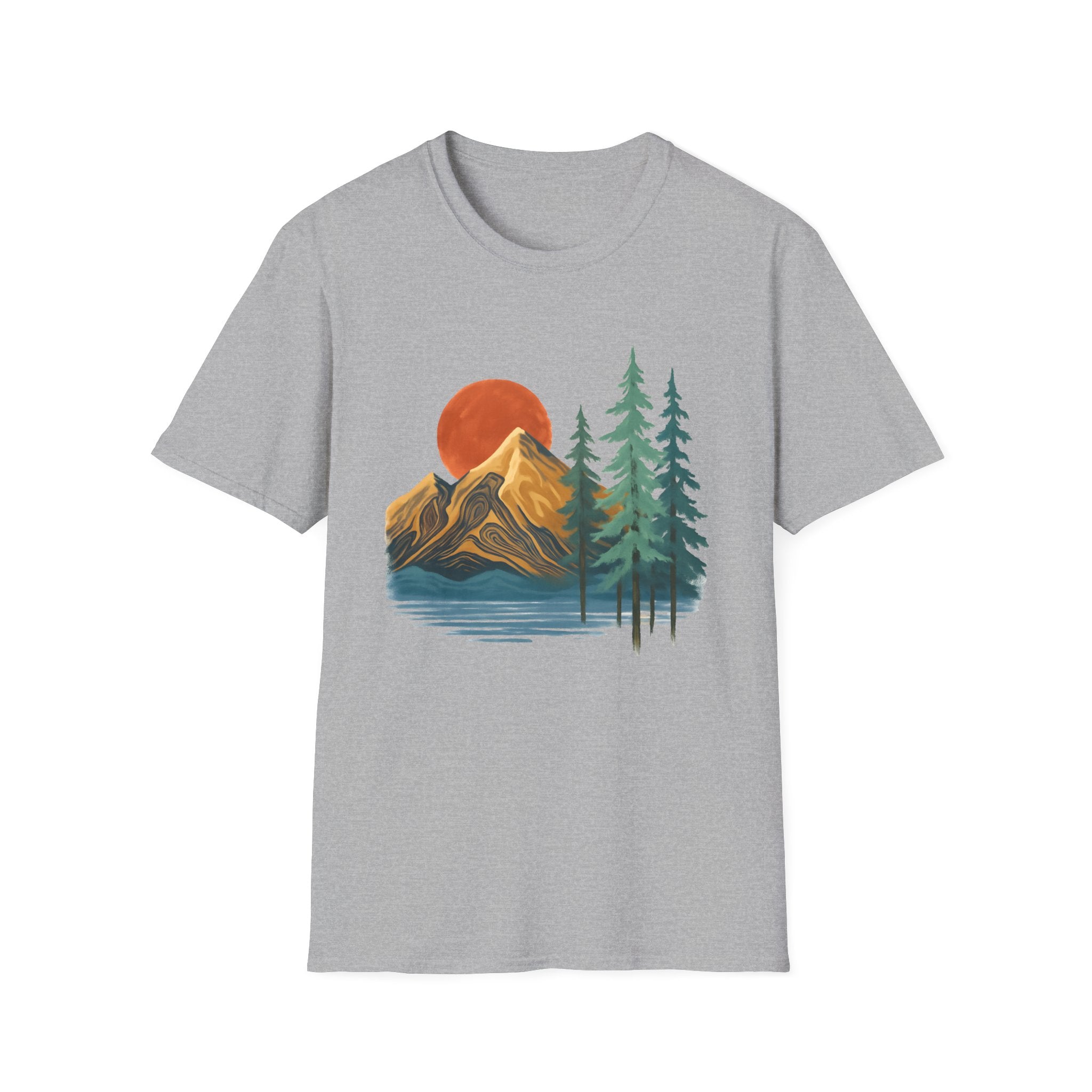 Mountain Sunset T-Shirt — Vintage Pine Forest Graphic