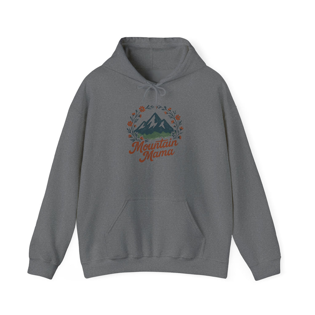 Mountain Mama Hoodie — Floral Mountain Graphic Pullover for Outdoor Moms