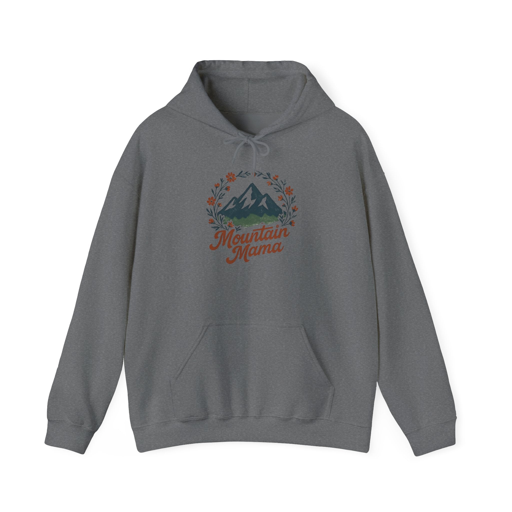 Mountain Mama Hoodie — Floral Mountain Graphic Pullover for Outdoor Moms