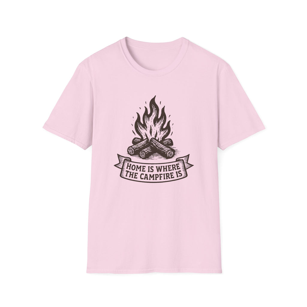 Campfire Graphic T-Shirt — "Home Is Where the Campfire Is" Outdoor Tee