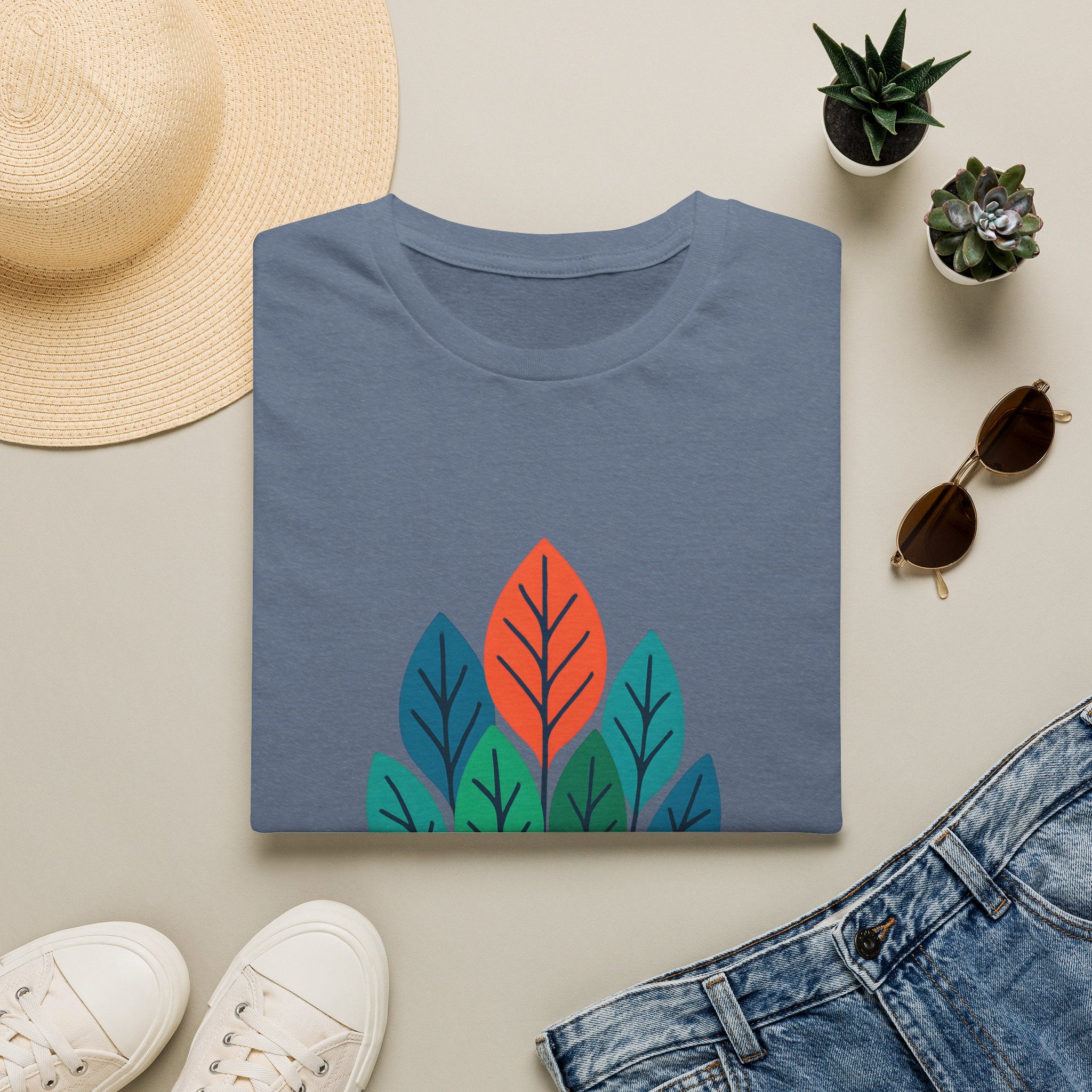 T-Shirt — Minimalist Colorful Leaf Forest Graphic